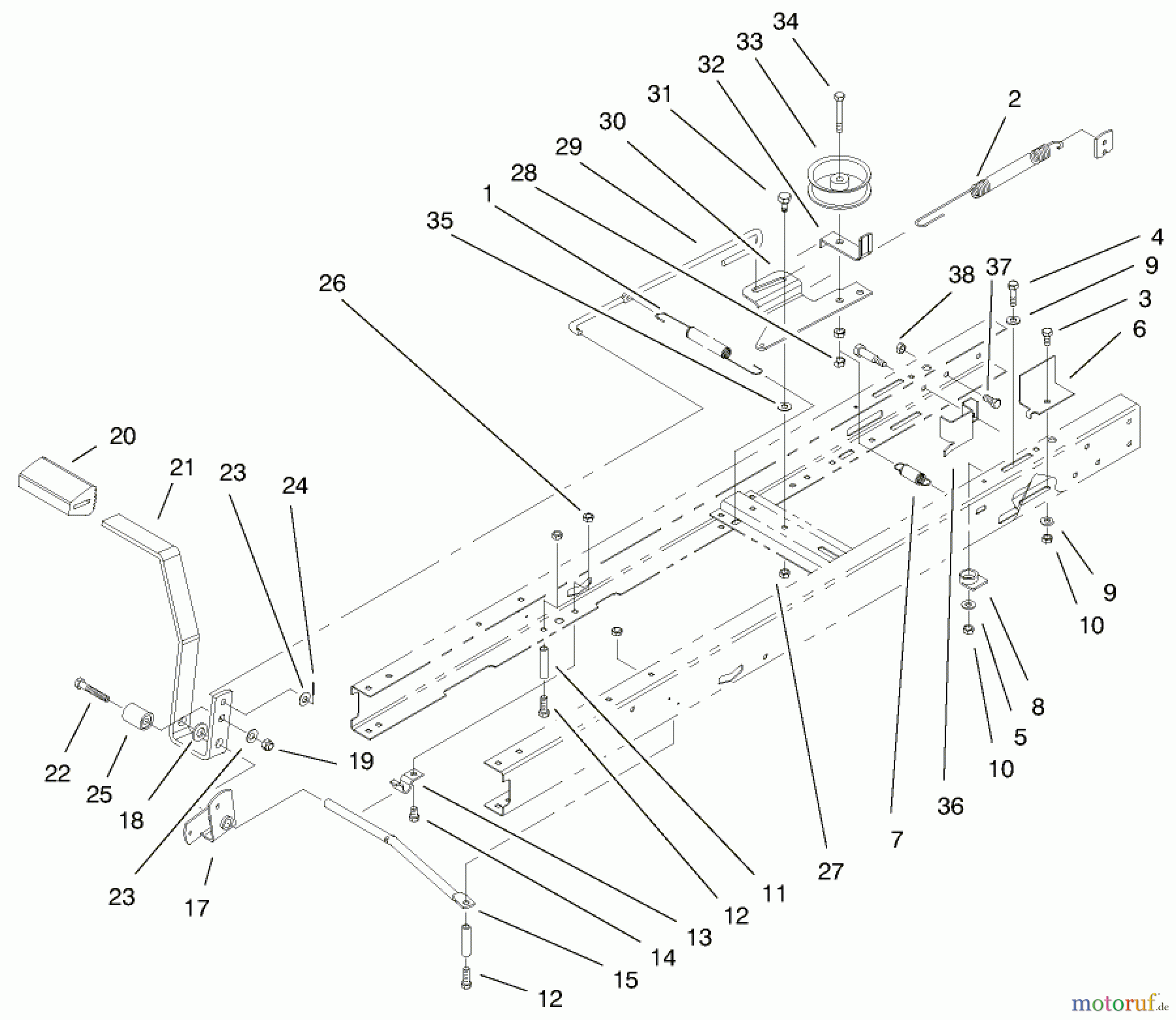  Toro Neu Mowers, Lawn & Garden Tractor Seite 1 71199 (12-32XL) - Toro 12-32XL Lawn Tractor, 2000 (200000001-200999999) TRACTION CLUTCHING COMPONENTS ASSEMBLY