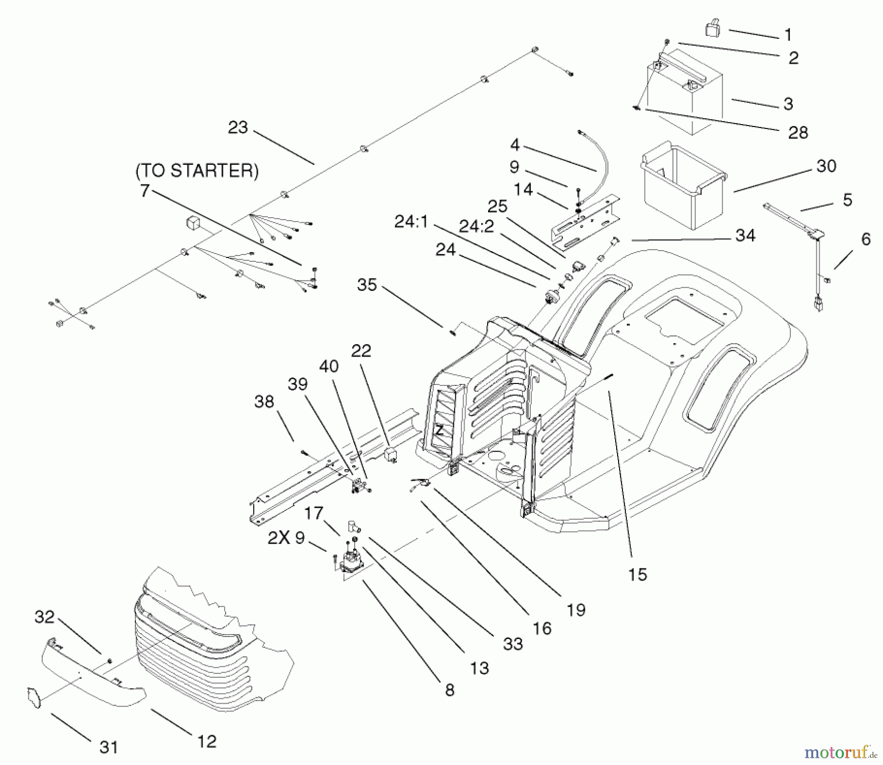 Toro Neu Mowers, Lawn & Garden Tractor Seite 1 71199 (12-32XL) - Toro 12-32XL Lawn Tractor, 2002 (220000001-220999999) ELECTRICAL COMPONENTS ASSEMBLY