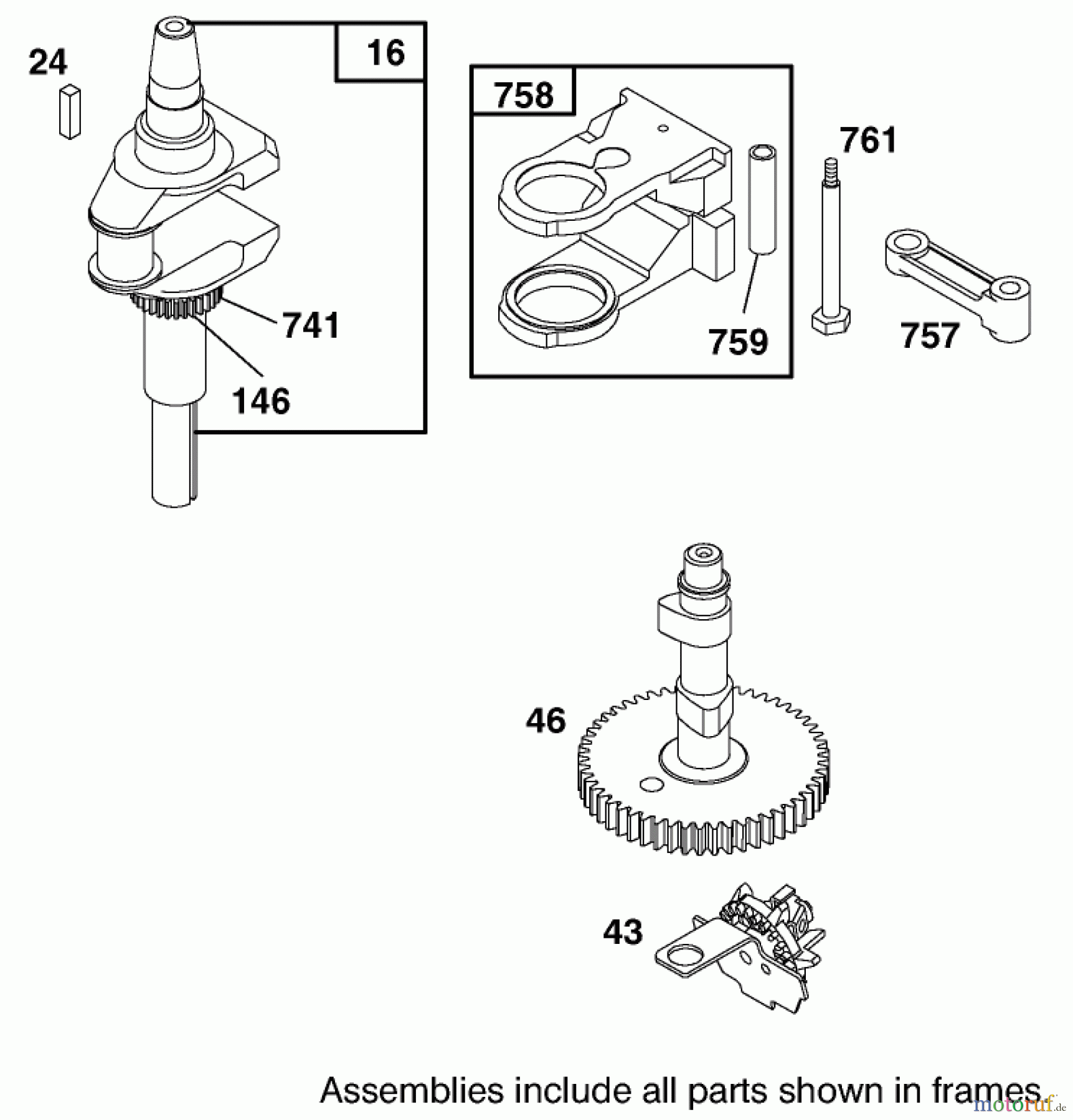 Toro Neu Mowers, Lawn & Garden Tractor Seite 1 71199 (12-32XL) - Toro 12-32XL Lawn Tractor, 2003 (230000001-230999999) CRANKSHAFT ASSEMBLY BRIGGS AND STRATTON 284707-1148-E1