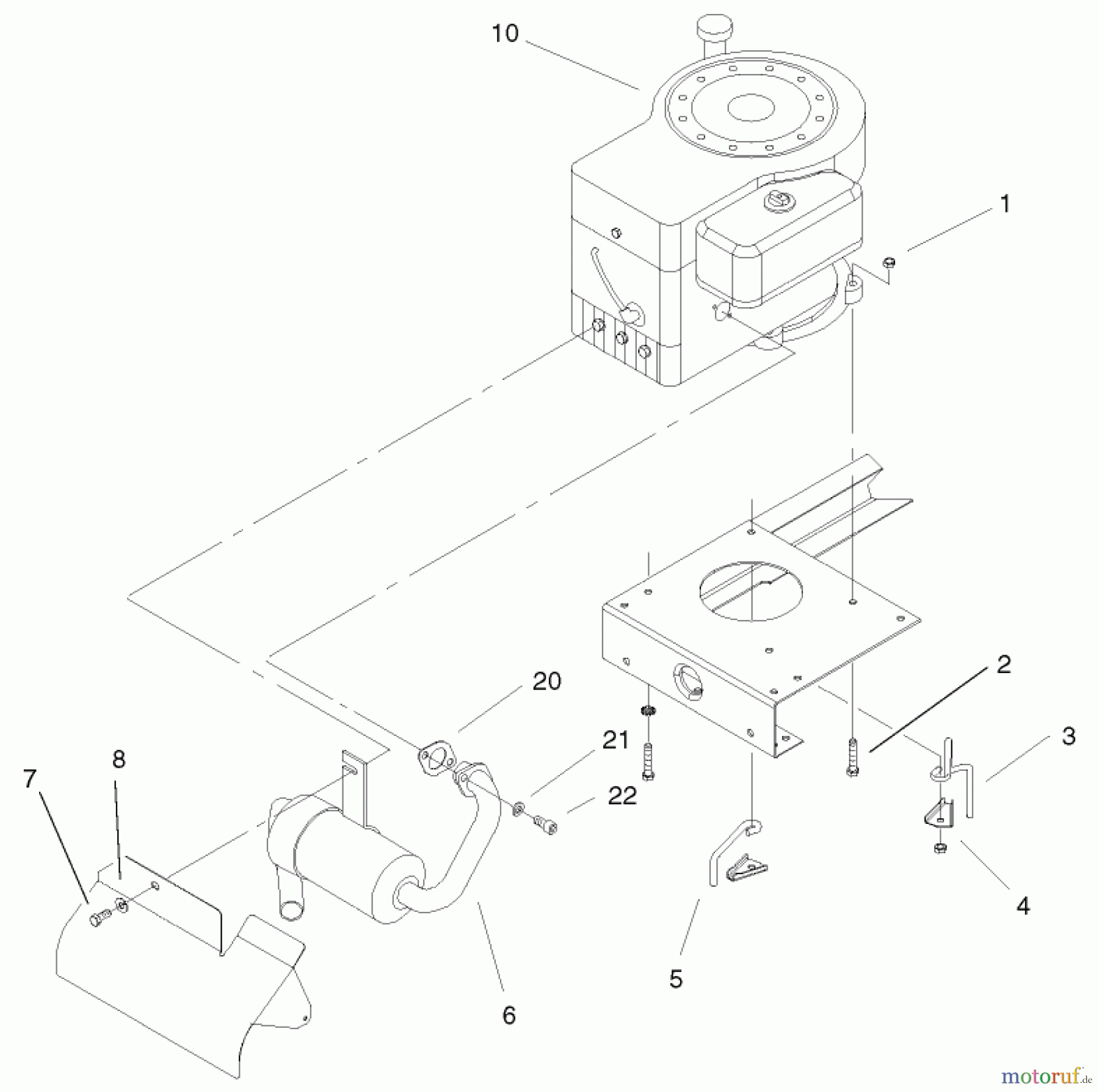 Toro Neu Mowers, Lawn & Garden Tractor Seite 1 71199 (12-32XL) - Toro 12-32XL Lawn Tractor, 2003 (230000001-230999999) ENGINE AND MUFFLER ASSEMBLY