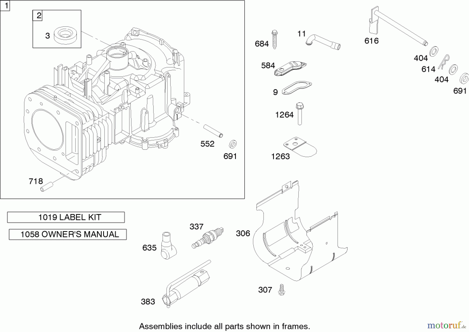 Toro Neu Mowers, Lawn & Garden Tractor Seite 1 71199 (XL 320) - Toro XL 320 Lawn Tractor, 2005 (250000001-250999999) CYLINDER ASSEMBLY BRIGGS AND STRATTON 219907-0170-E1