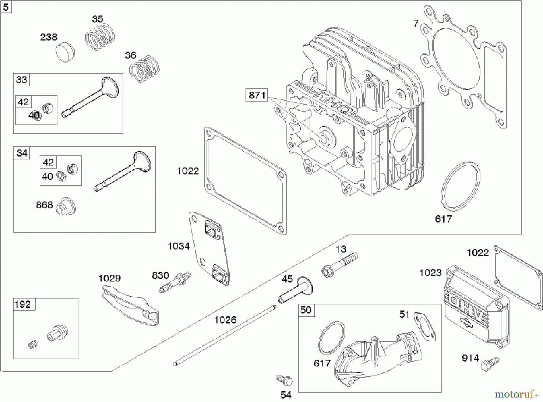  Toro Neu Mowers, Lawn & Garden Tractor Seite 1 71199 (XL 320) - Toro XL 320 Lawn Tractor, 2005 (250000001-250999999) CYLINDER HEAD ASSEMBLY BRIGGS AND STRATTON 219907-0170-E1