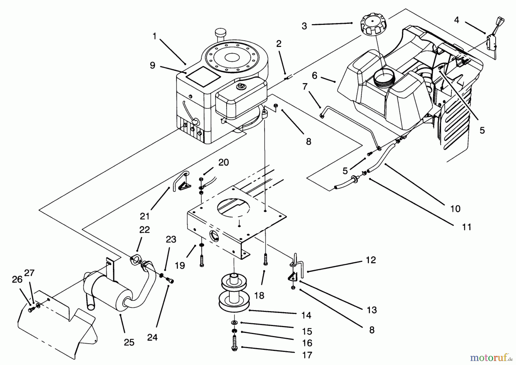 Toro Neu Mowers, Lawn & Garden Tractor Seite 1 71200 (12-32XL) - Toro 12-32XL Lawn Tractor, 1995 (5900001-5910000) ENGINE ASSEMBLY
