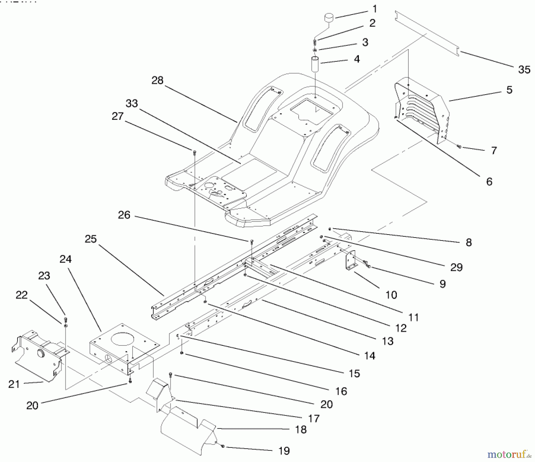  Toro Neu Mowers, Lawn & Garden Tractor Seite 1 71208 (13-38XL) - Toro 13-38XL Lawn Tractor, 1997 (7900001-7999999) FRAME ASSEMBLY