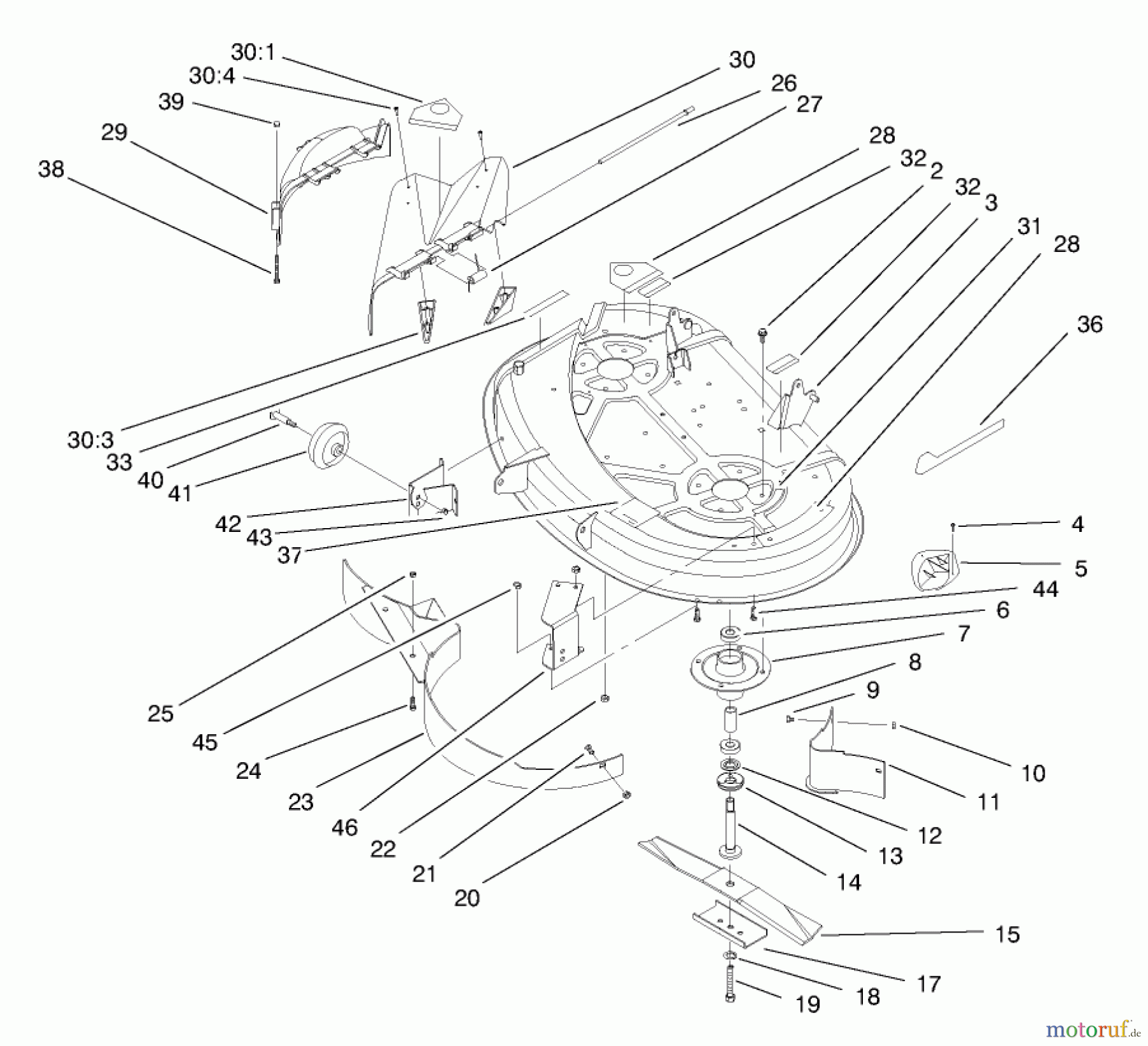 Toro Neu Mowers, Lawn & Garden Tractor Seite 1 71208 (13-38XL) - Toro 13-38XL Lawn Tractor, 1998 (8900001-8999999) DECK ASSEMBLY (38