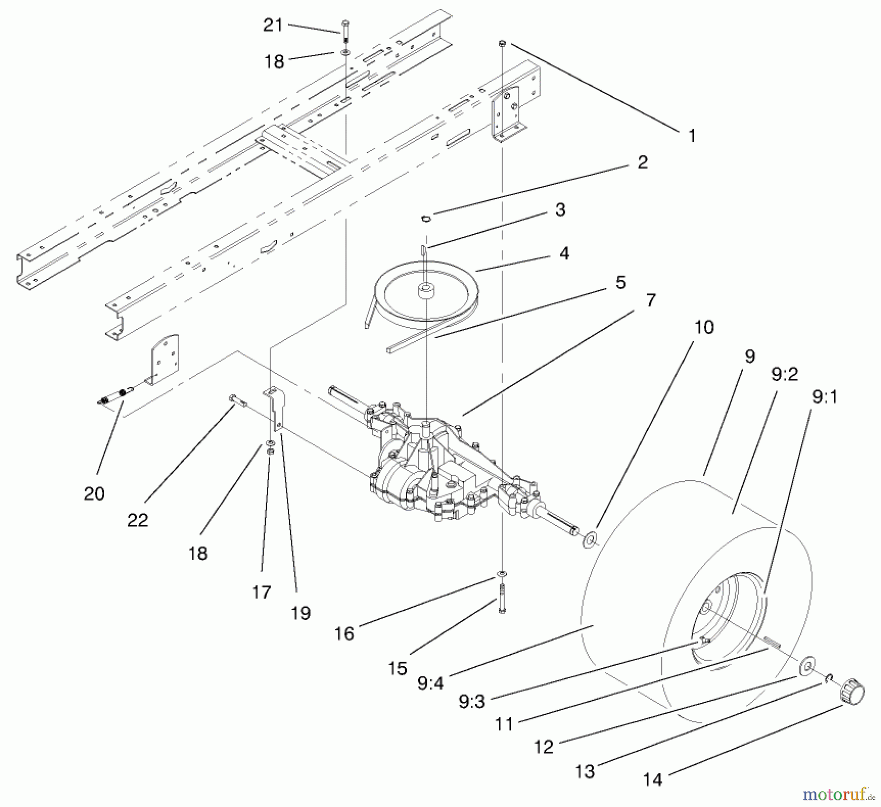 Toro Neu Mowers, Lawn & Garden Tractor Seite 1 71208 (13-38XL) - Toro 13-38XL Lawn Tractor, 1998 (8900001-8999999) TRANSAXLE ASSEMBLY