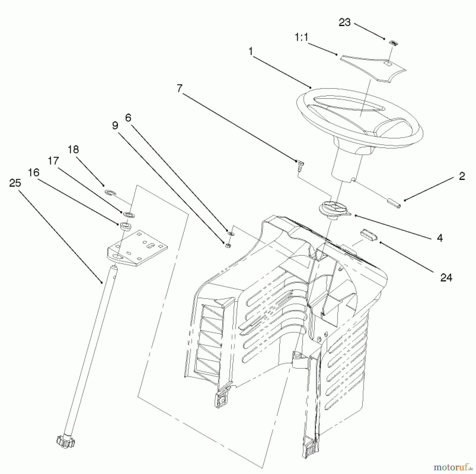 Toro Neu Mowers, Lawn & Garden Tractor Seite 1 71209 (13-32XLE) - Toro 13-32XLE Lawn Tractor, 2001 (210000001-210999999) FIXED STEERING ASSEMBLY