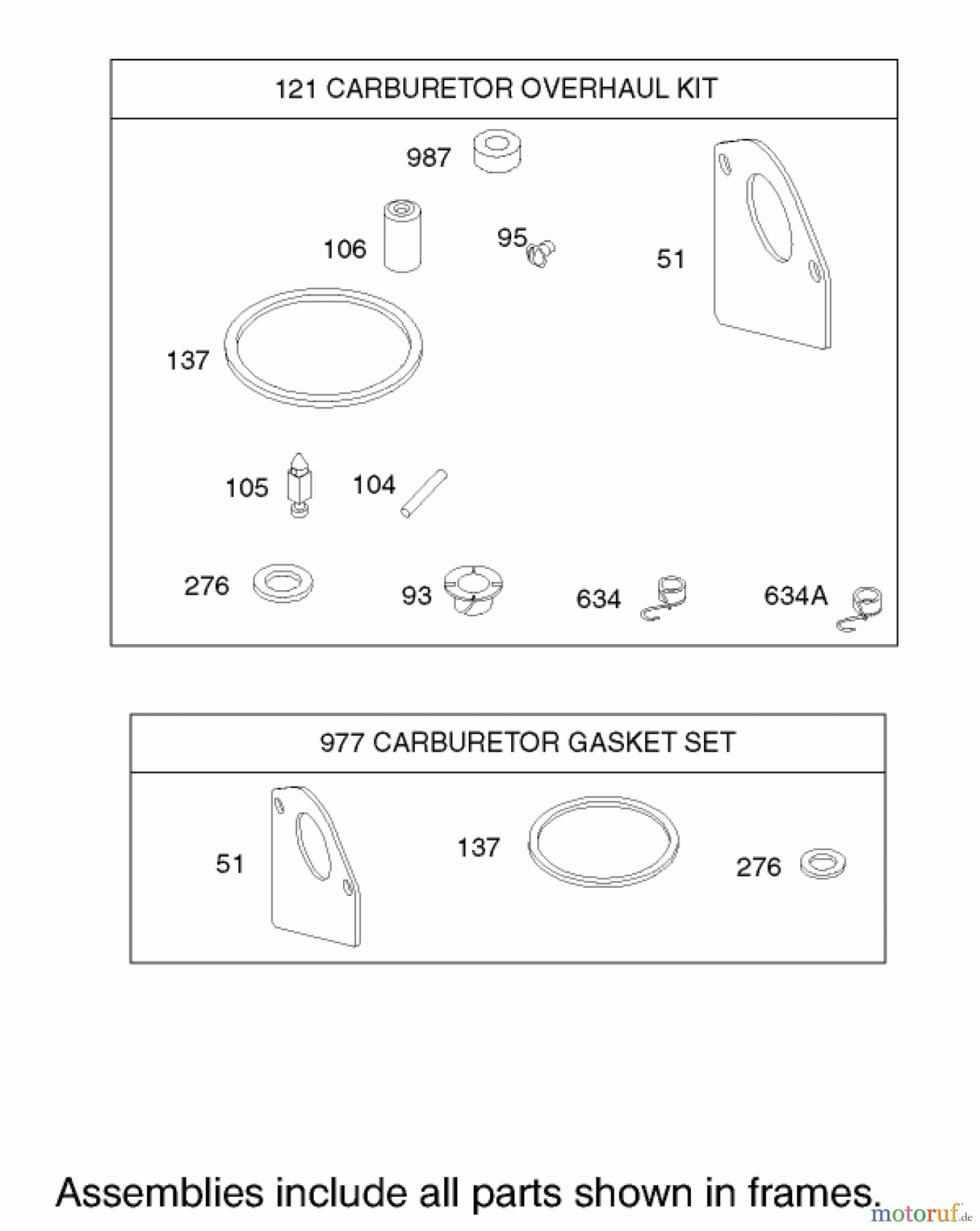 Toro Neu Mowers, Lawn & Garden Tractor Seite 1 71209 (13-32XLE) - Toro 13-32XLE Lawn Tractor, 2002 (220010001-220999999) CARBURETOR OVERHAUL KIT ASSEMBLY ENGINE BRIGGS AND STRATTON MODEL 28M707-1125-E1