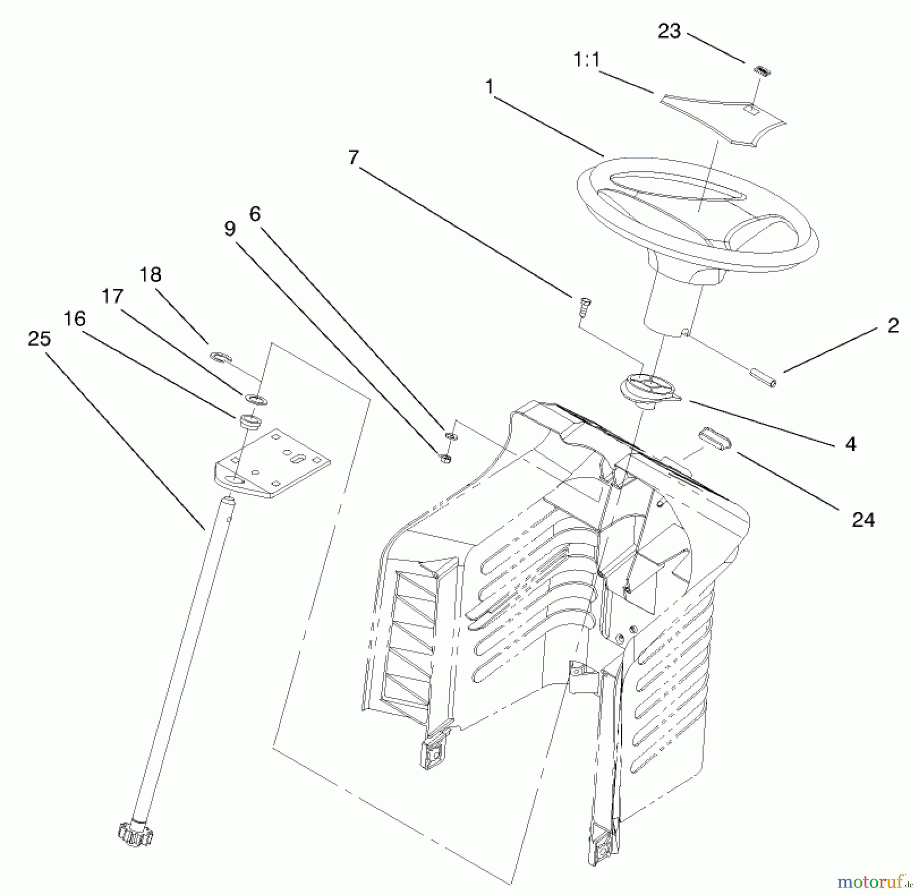 Toro Neu Mowers, Lawn & Garden Tractor Seite 1 71209 (13-32XLE) - Toro 13-32XLE Lawn Tractor, 2002 (220010001-220999999) FIXED STEERING ASSEMBLY