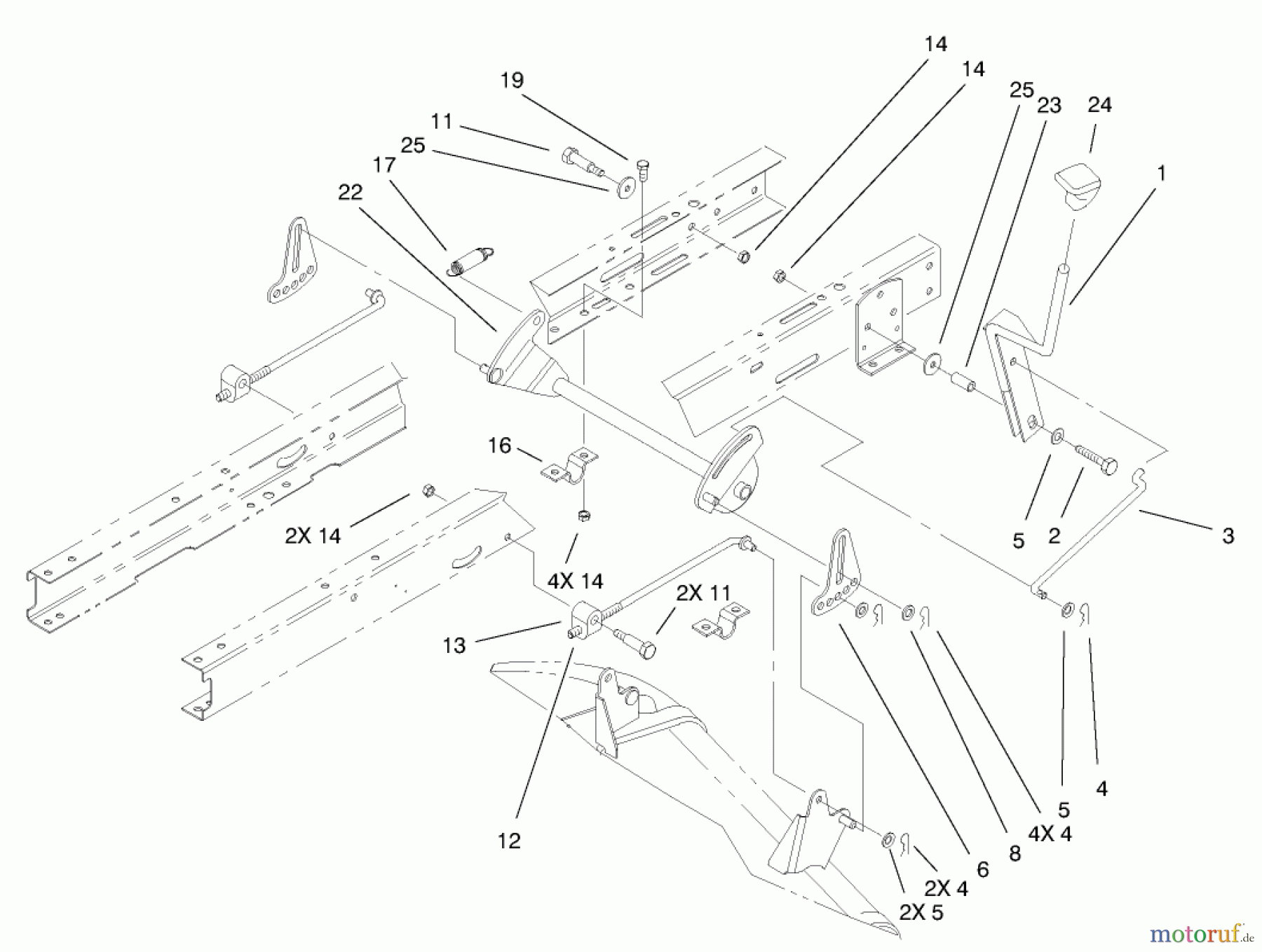 Toro Neu Mowers, Lawn & Garden Tractor Seite 1 71209 (13-32XLE) - Toro 13-32XLE Lawn Tractor, 2002 (220010001-220999999) HEIGHT OF CUT COMPONENTS ASSEMBLY