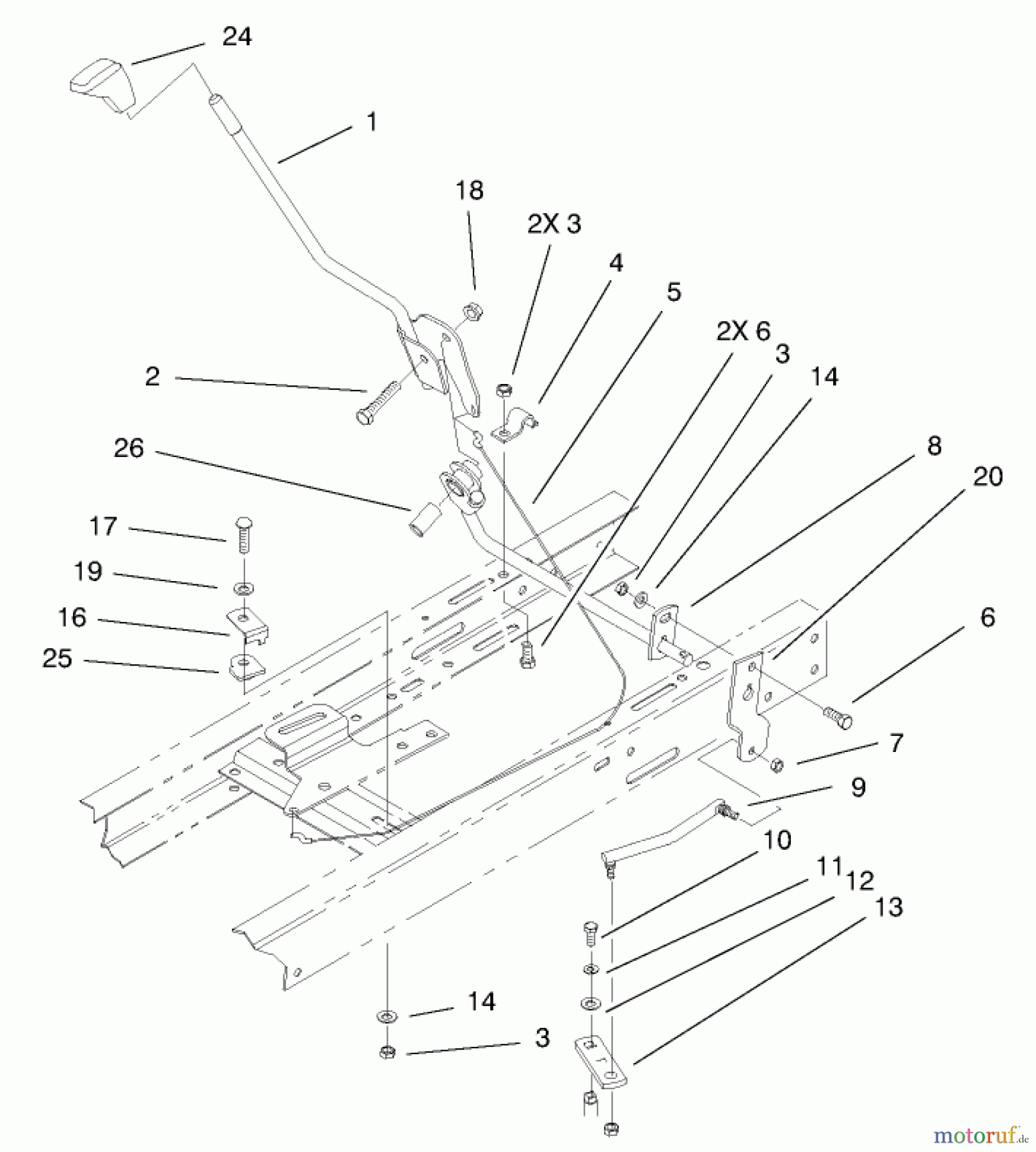 Toro Neu Mowers, Lawn & Garden Tractor Seite 1 71209 (13-32XLE) - Toro 13-32XLE Lawn Tractor, 2002 (220010001-220999999) SHIFTING COMPONENTS ASSEMBLY