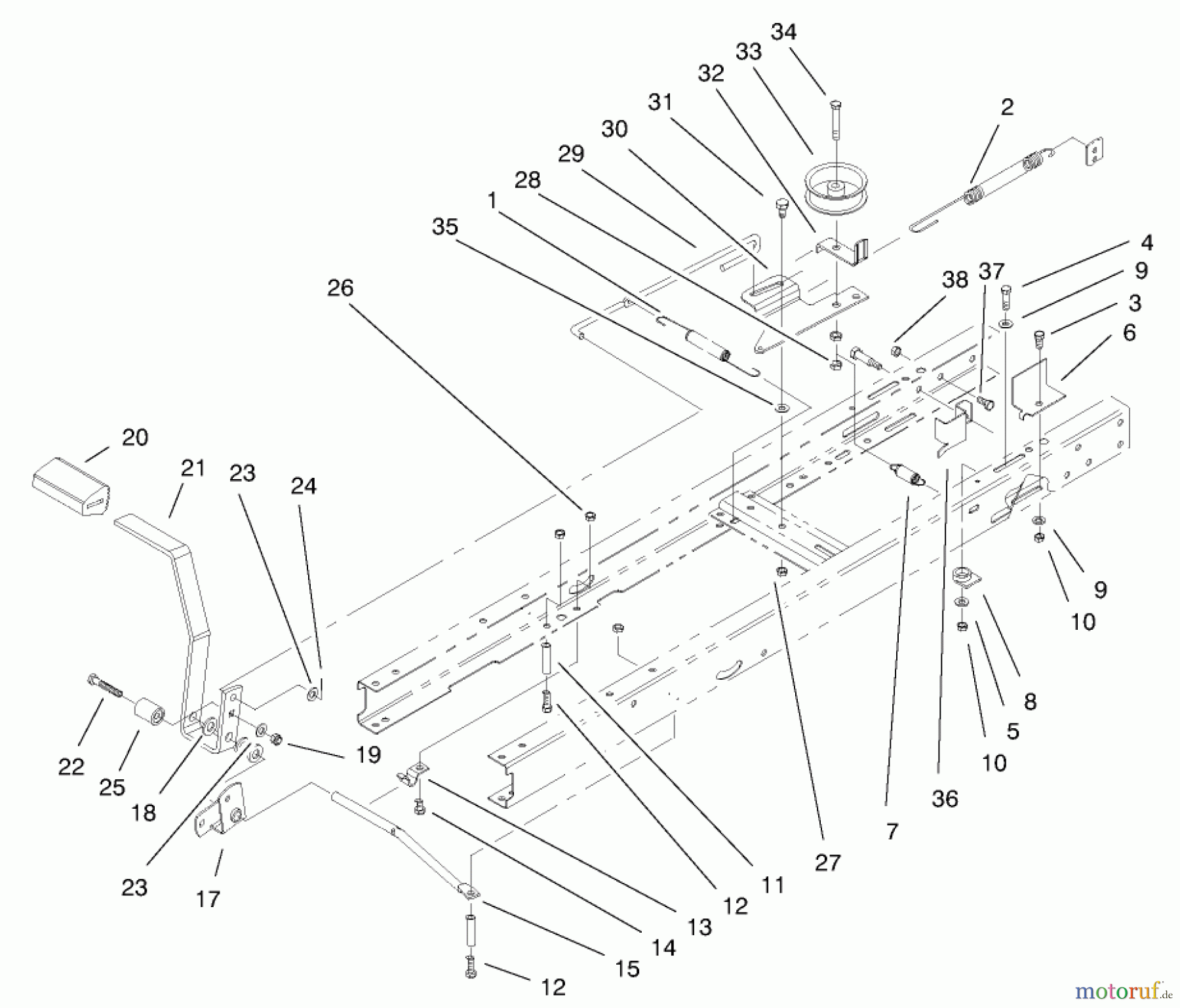 Toro Neu Mowers, Lawn & Garden Tractor Seite 1 71209 (13-32XLE) - Toro 13-32XLE Lawn Tractor, 2002 (220010001-220999999) TRACTION CLUTCHING COMPONENTS ASSEMBLY