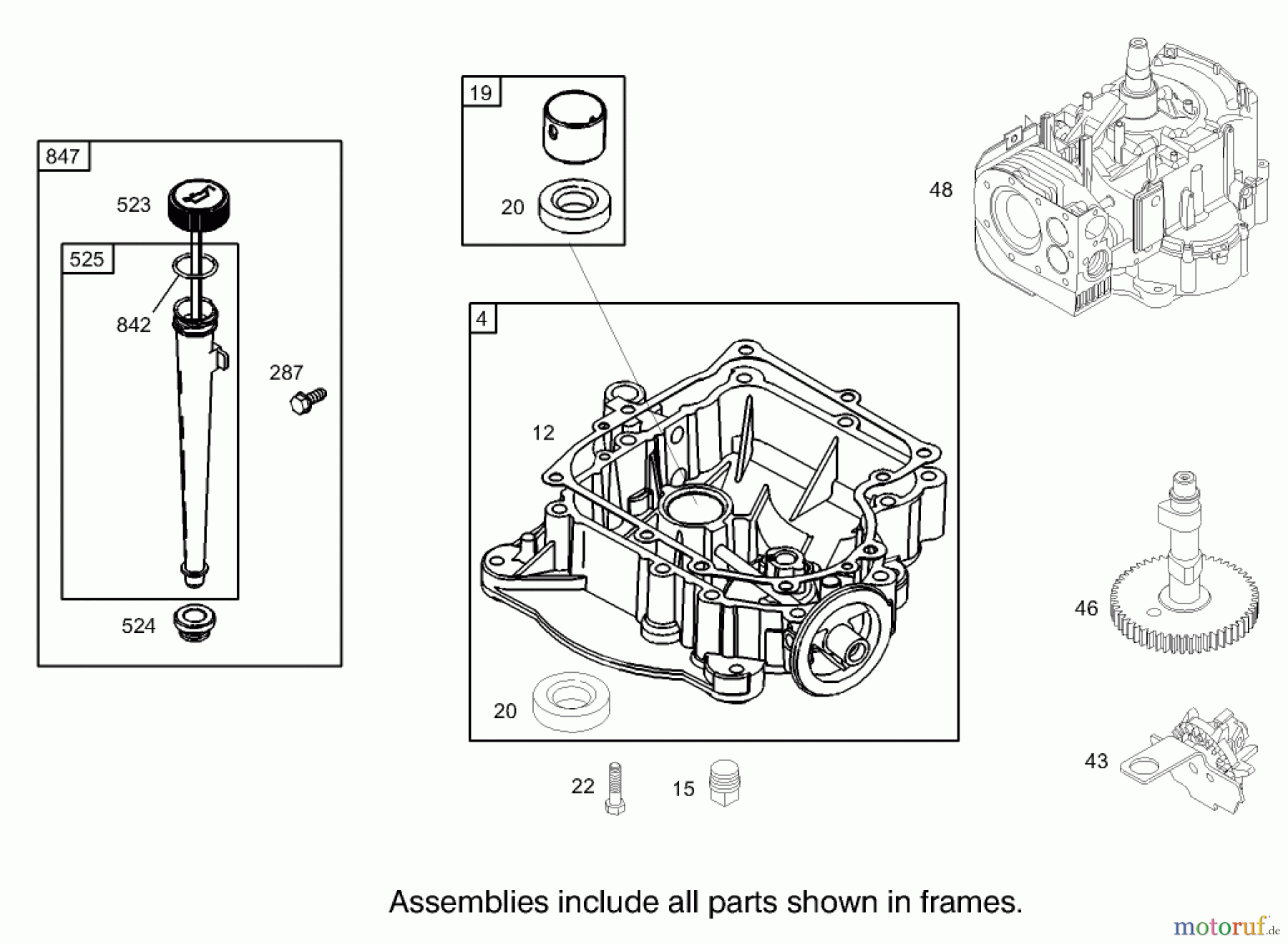 Toro Neu Mowers, Lawn & Garden Tractor Seite 1 71209 (13-32XLE) - Toro 13-32XLE Lawn Tractor, 2003 (230000001-230999999) CRANKCASE ASSEMBLY ENGINE BRIGGS AND STRATTON MODEL 28M707-1125-E1