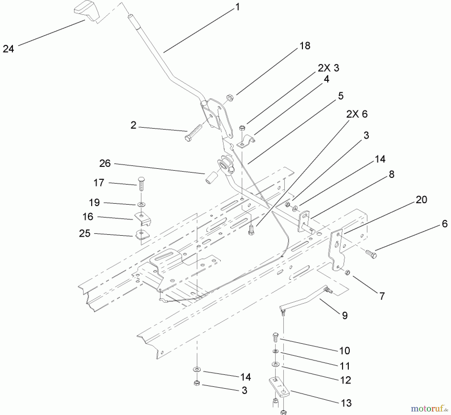 Toro Neu Mowers, Lawn & Garden Tractor Seite 1 71209 (XL 320) - Toro XL 320 Lawn Tractor, 2005 (250000001-250005000) SHIFTER ASSEMBLY