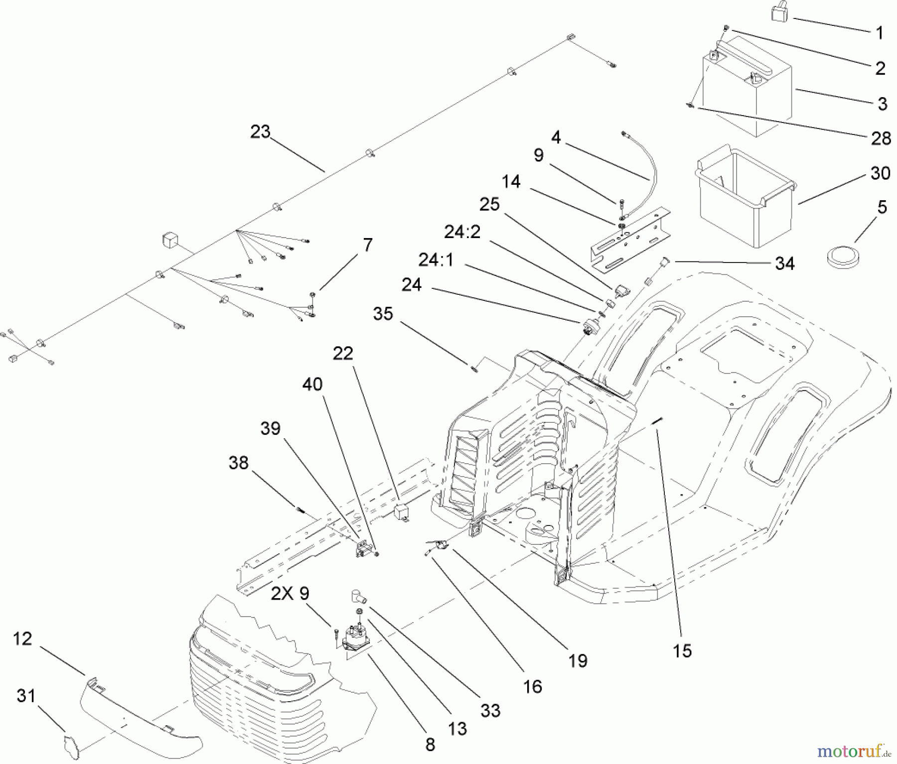 Toro Neu Mowers, Lawn & Garden Tractor Seite 1 71209 (XL 320) - Toro XL 320 Lawn Tractor, 2005 (250005001-250999999) ELECTRICAL COMPONENT ASSEMBLY