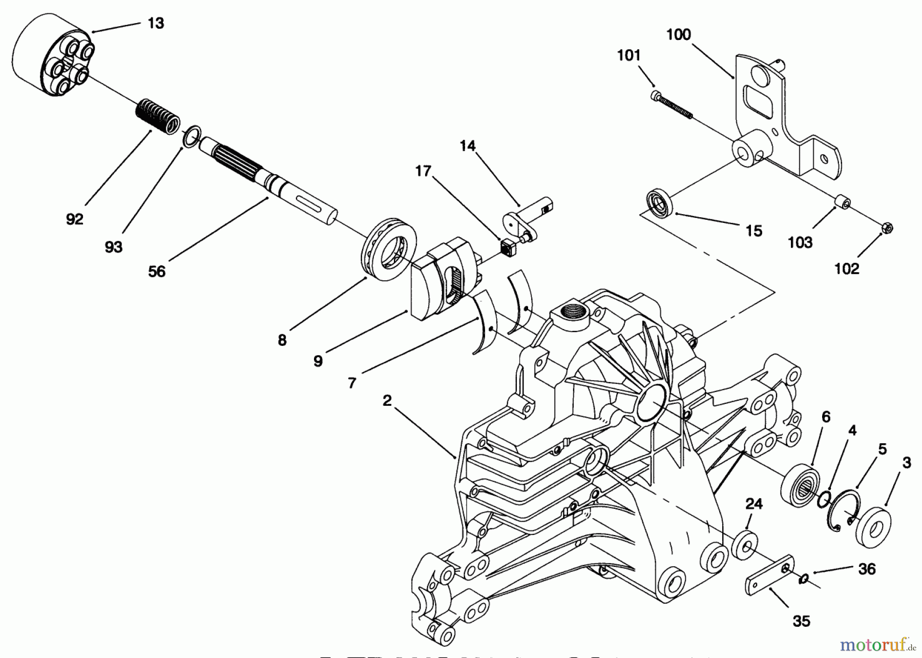  Toro Neu Mowers, Lawn & Garden Tractor Seite 1 71218 (16-44HXL) - Toro 16-44HXL Lawn Tractor, 1996 (6900001-6999999) HYDRO TRANSAXLE ASSEMBLY #1