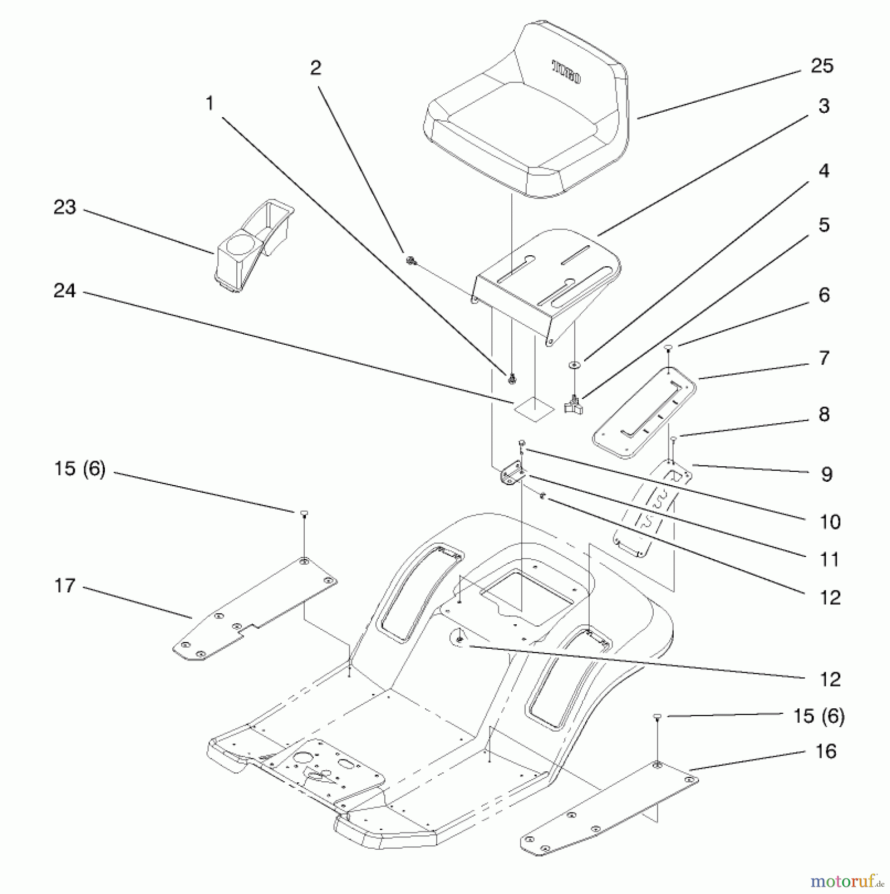 Toro Neu Mowers, Lawn & Garden Tractor Seite 1 71219 (14-38HXL) - Toro 14-38HXL Lawn Tractor, 1997 (7900001-7999999) SEAT ASSEMBLY