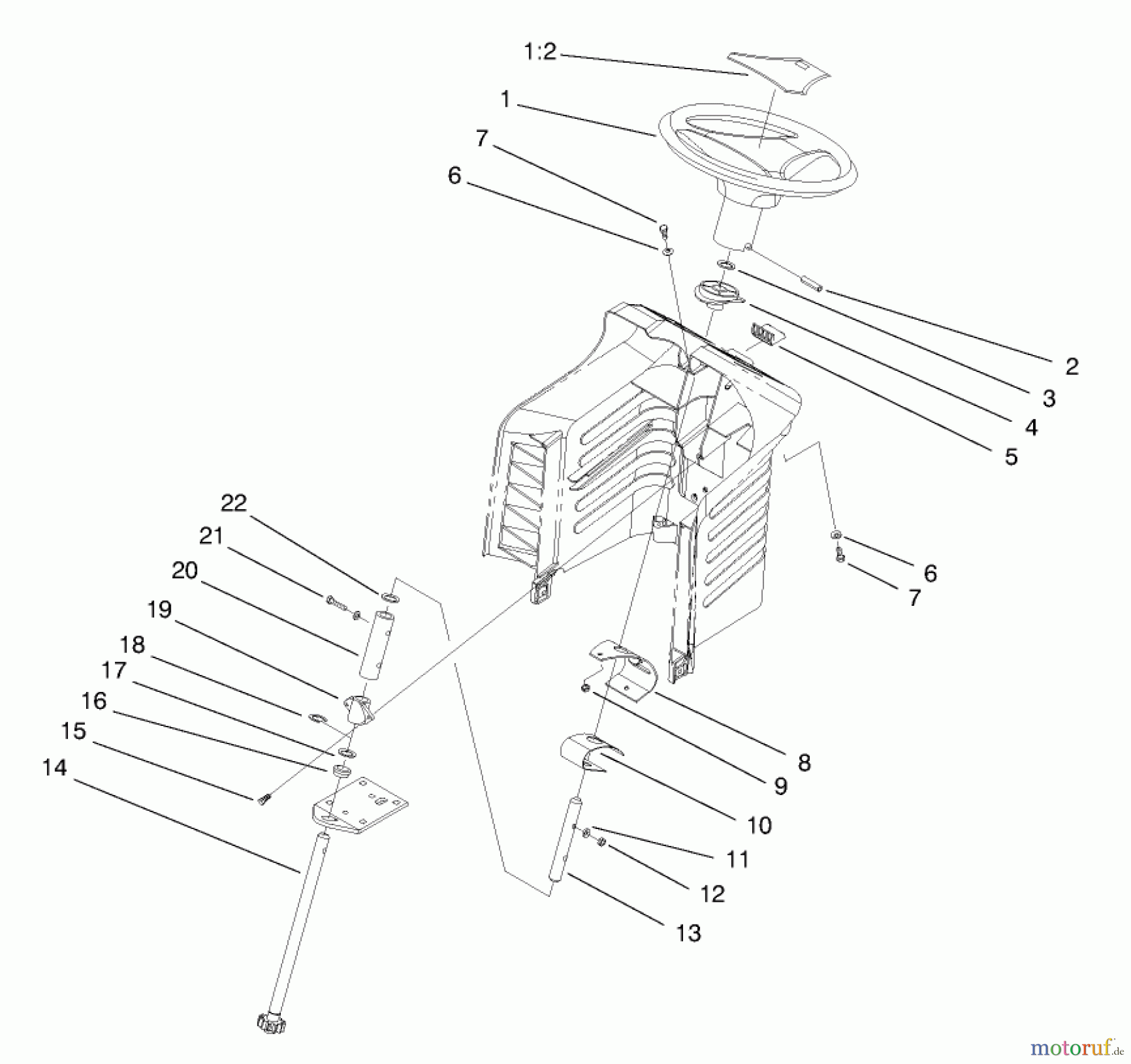 Toro Neu Mowers, Lawn & Garden Tractor Seite 1 71219 (14-38HXL) - Toro 14-38HXL Lawn Tractor, 1997 (7900001-7999999) STEERING ASSEMBLY