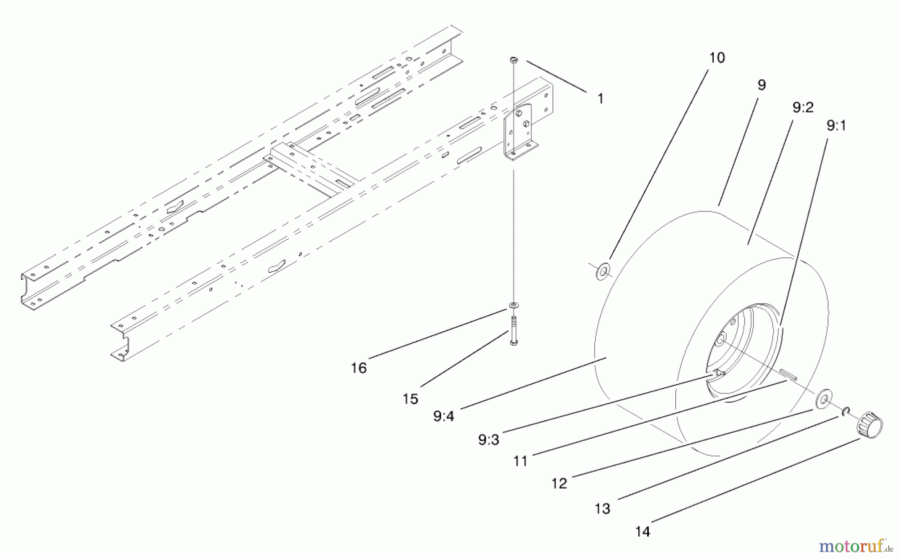 Toro Neu Mowers, Lawn & Garden Tractor Seite 1 71219 (14-38HXL) - Toro 14-38HXL Lawn Tractor, 1998 (8900001-8999999) REAR WHEEL ASSEMBLY