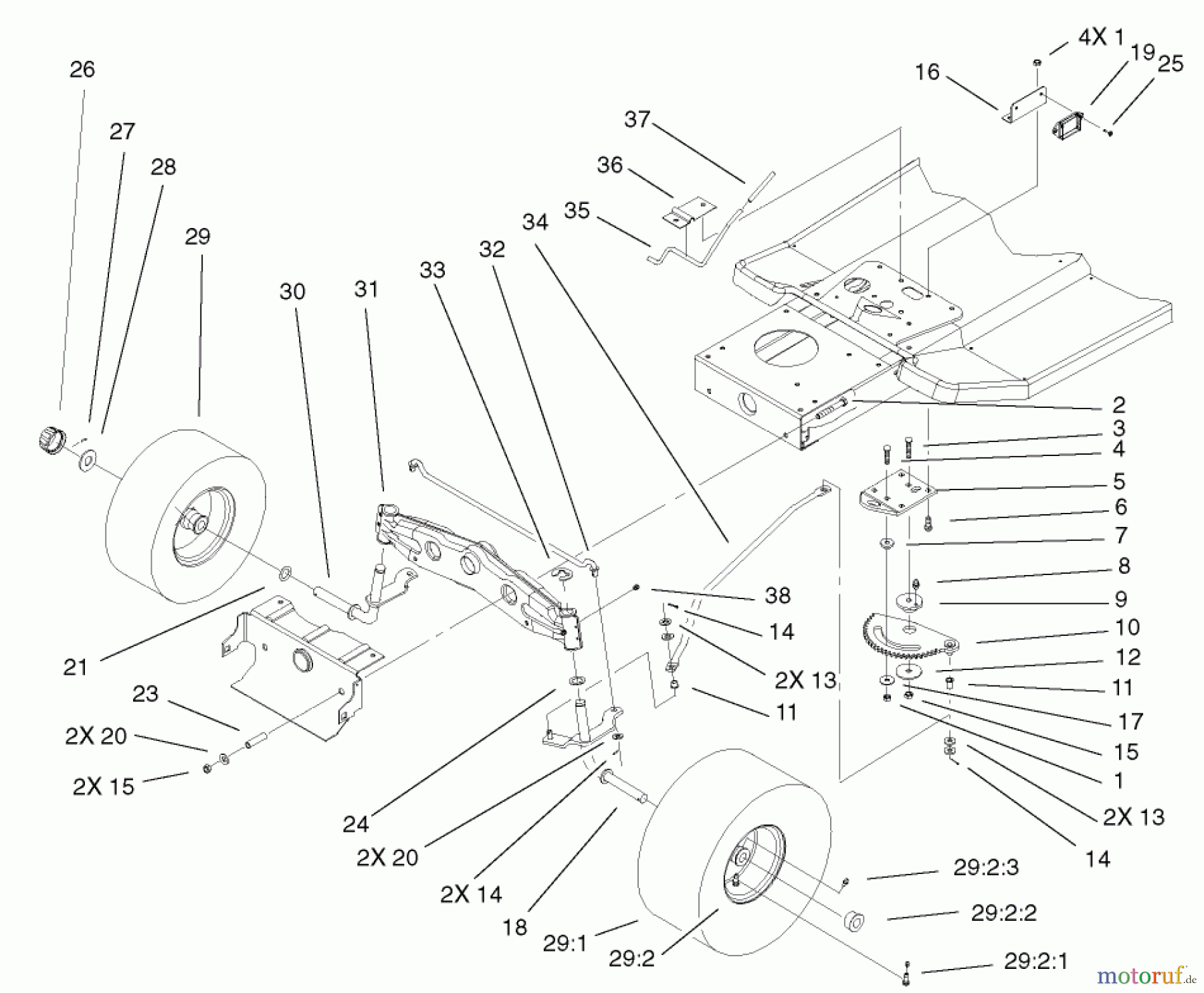 Toro Neu Mowers, Lawn & Garden Tractor Seite 1 71223 (16-38XL) - Toro 16-38XL Lawn Tractor, 2002 (220000001-220010000) STEERING ASSEMBLY