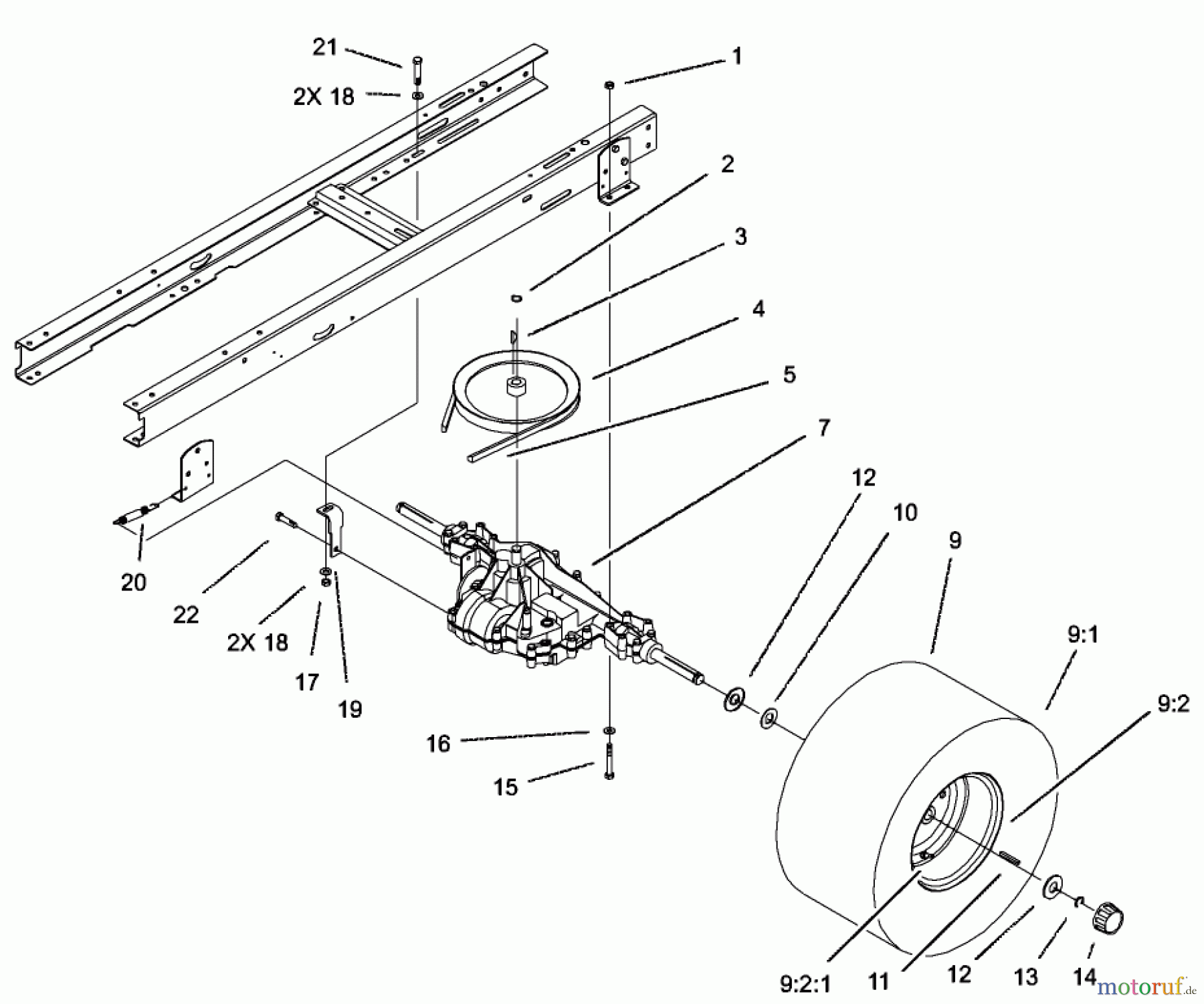 Toro Neu Mowers, Lawn & Garden Tractor Seite 1 71223 (16-38XL) - Toro 16-38XL Lawn Tractor, 2004 (240000001-240999999) 5 SPEED TRANSAXLE ASSEMBLY