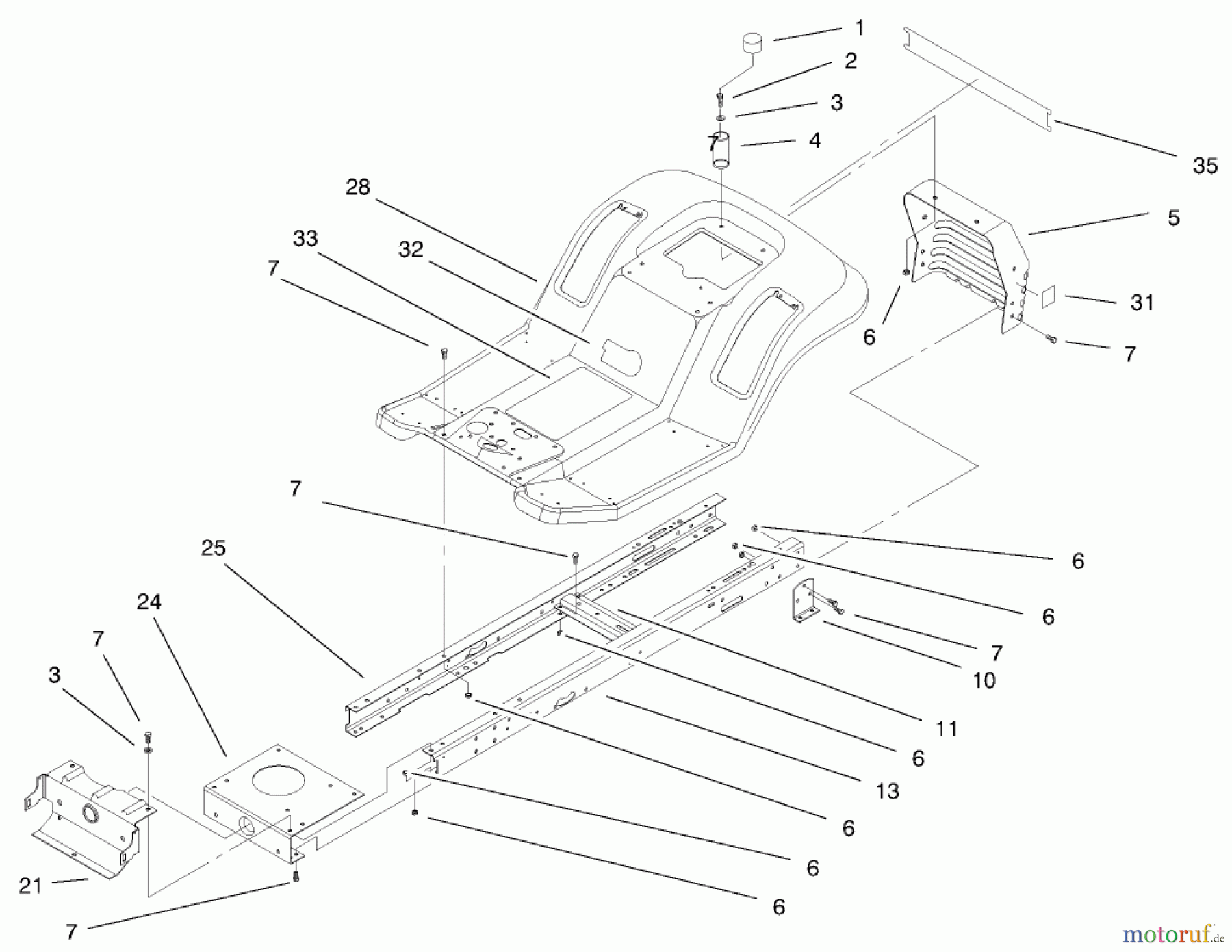 Toro Neu Mowers, Lawn & Garden Tractor Seite 1 71225 (16-38HXL) - Toro 16-38HXL Lawn Tractor, 2000 (200000001-200999999) FRAME & BODY ASSEMBLY