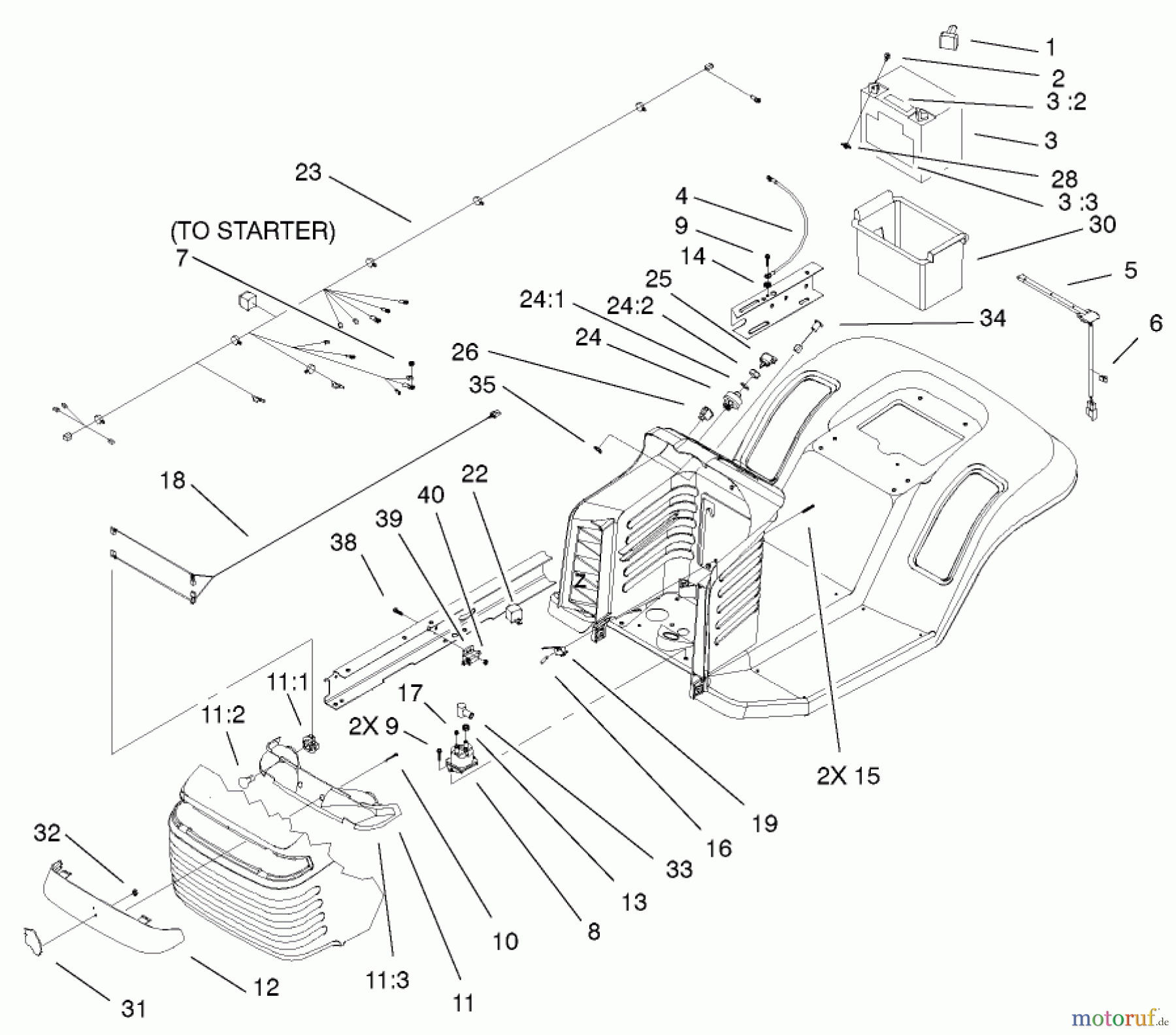 Toro Neu Mowers, Lawn & Garden Tractor Seite 1 71227 (16-38HXL) - Toro 16-38HXL Lawn Tractor, 2001 (210000001-210999999) ELECTRICAL ASSEMBLY