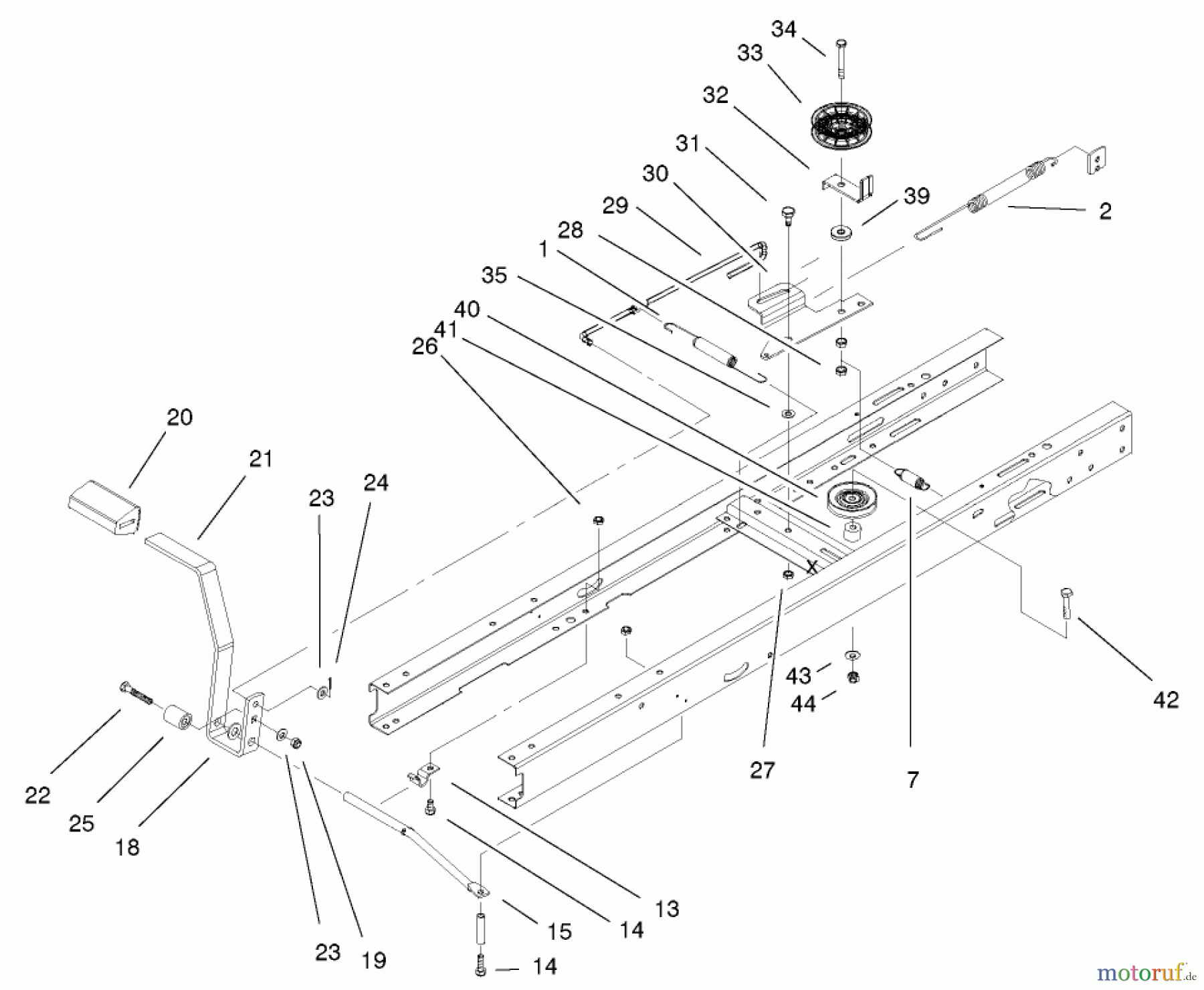 Toro Neu Mowers, Lawn & Garden Tractor Seite 1 71227 (16-38HXL) - Toro 16-38HXL Lawn Tractor, 2001 (210000001-210999999) TRACTION CLUTCHING ASSEMBLY