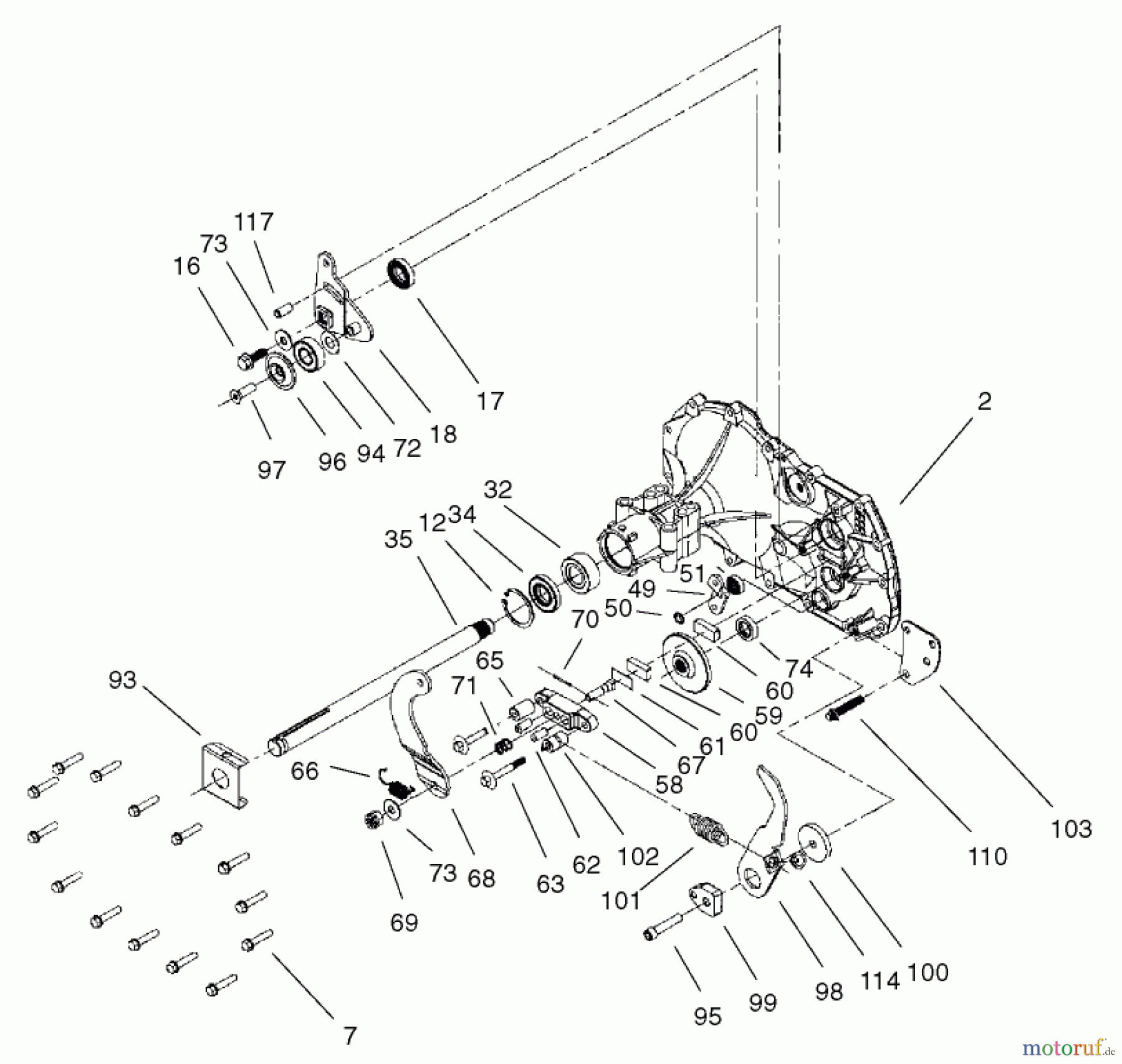  Toro Neu Mowers, Lawn & Garden Tractor Seite 1 71242 (16-38HXLE) - Toro 16-38HXLE Lawn Tractor, 2002 (220010001-220999999) HOUSING AND BEARING ASSEMBLY