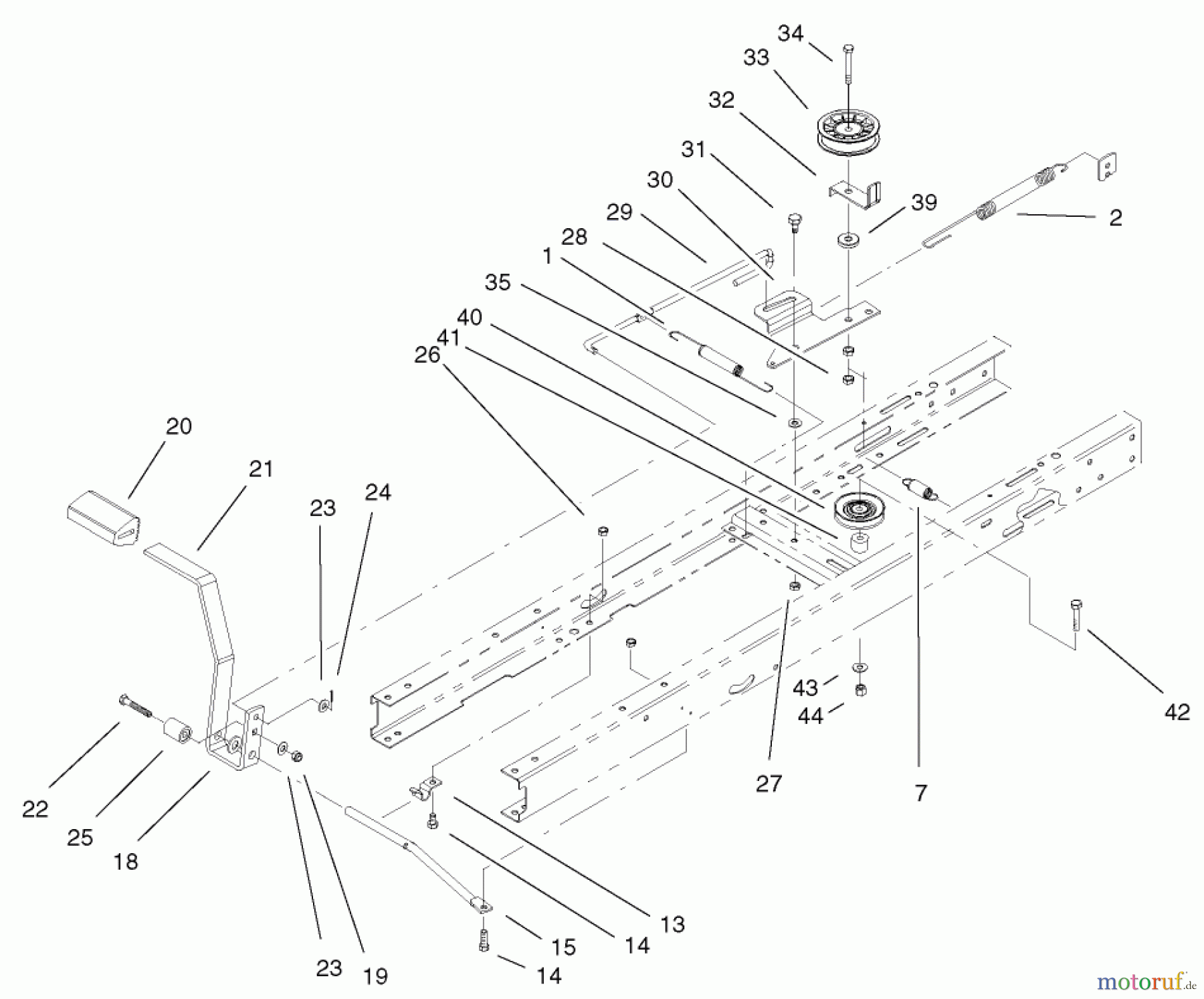 Toro Neu Mowers, Lawn & Garden Tractor Seite 1 71242 (16-38HXLE) - Toro 16-38HXLE Lawn Tractor, 2003 (230000001-230999999) TRACTION CLUTCHING ASSEMBLY