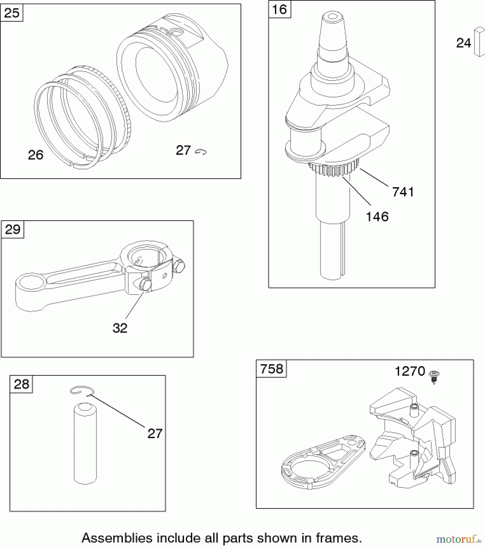 Toro Neu Mowers, Lawn & Garden Tractor Seite 1 71227 (16-38HXL) - Toro 16-38HXL Lawn Tractor, 2004 (240000001-240999999) CRANKSHAFT ASSEMBLY BRIGGS AND STRATTON MODEL 286H77-0121-E1