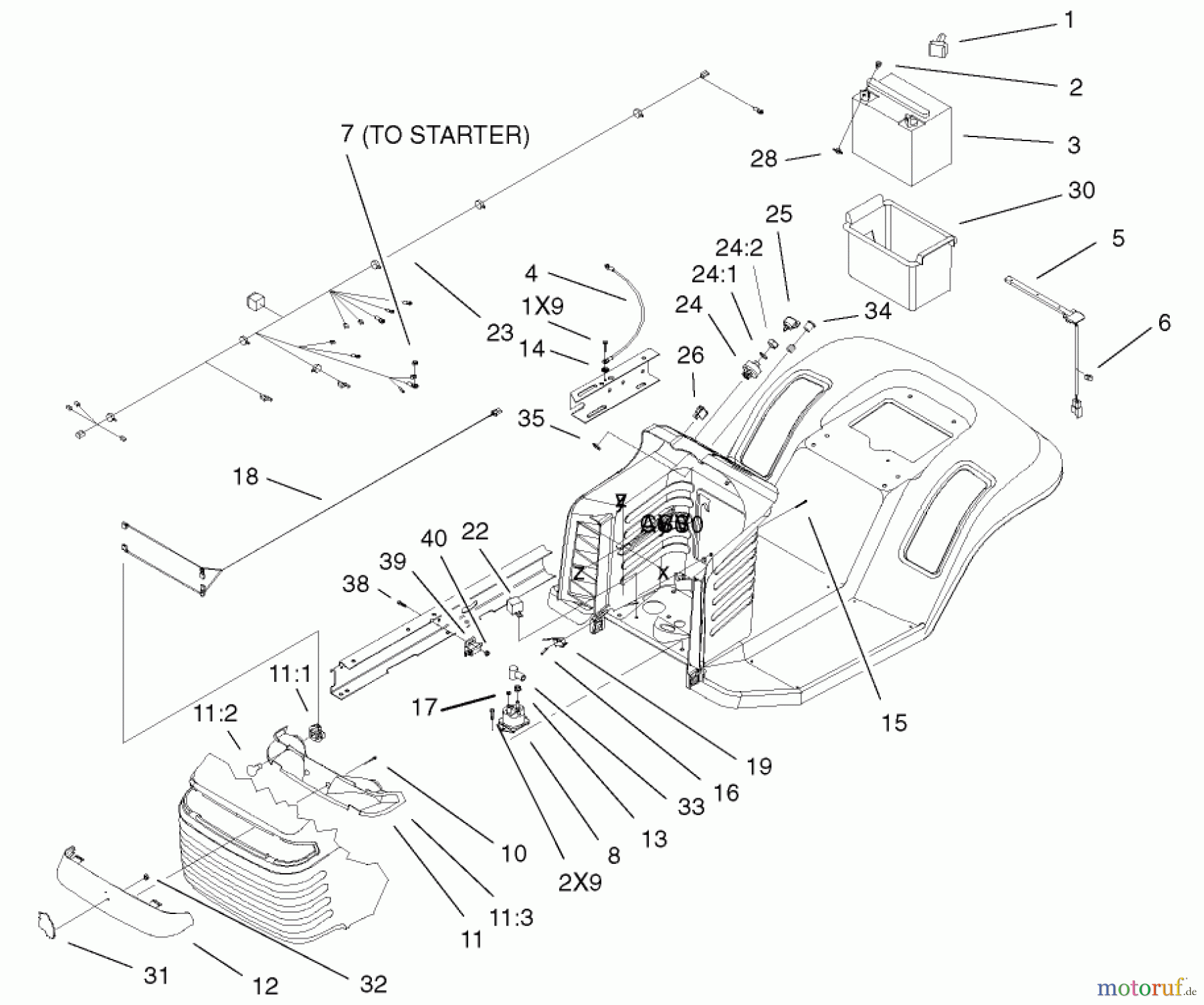 Toro Neu Mowers, Lawn & Garden Tractor Seite 1 71228 (17-44HXL) - Toro 17-44HXL Lawn Tractor, 2001 (210000001-210999999) ELECTRICAL ASSEMBLY