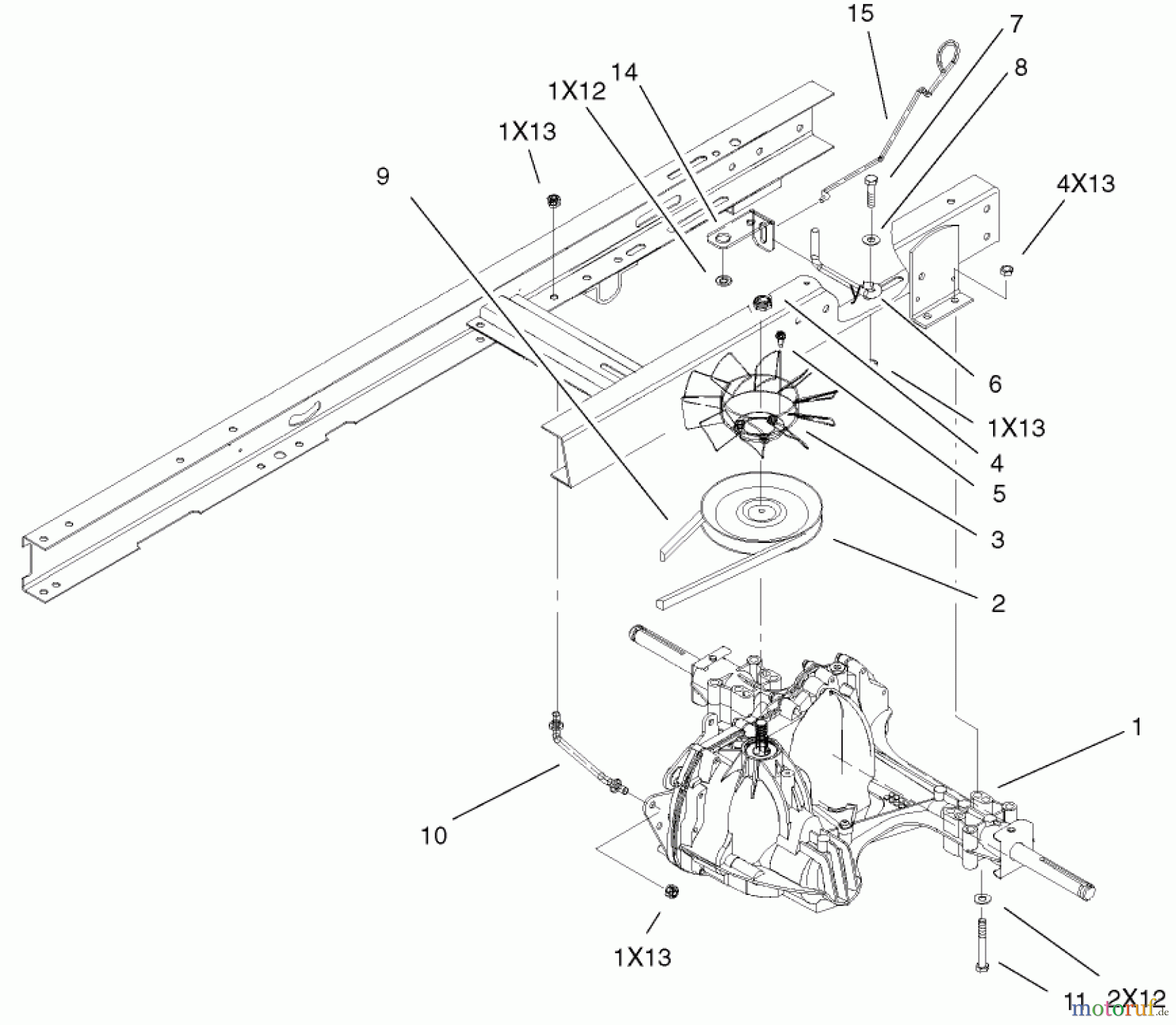  Toro Neu Mowers, Lawn & Garden Tractor Seite 1 71228 (17-44HXL) - Toro 17-44HXL Lawn Tractor, 2001 (210000001-210999999) HYDRO TRANSAXLE ASSEMBLY