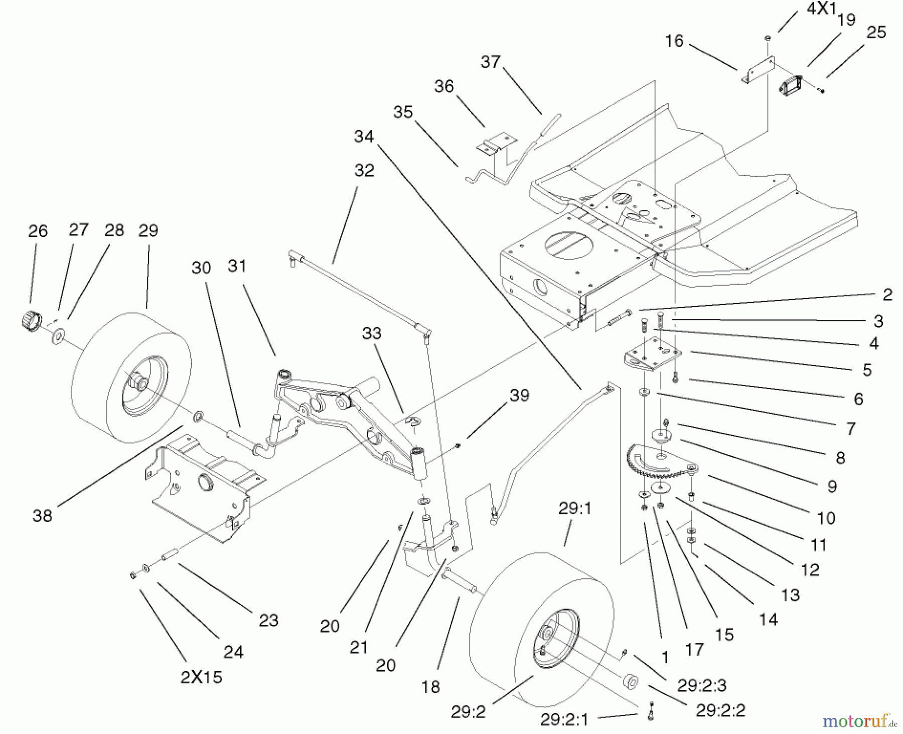  Toro Neu Mowers, Lawn & Garden Tractor Seite 1 71228 (17-44HXL) - Toro 17-44HXL Lawn Tractor, 2001 (210000001-210999999) STEERING ASSEMBLY #1