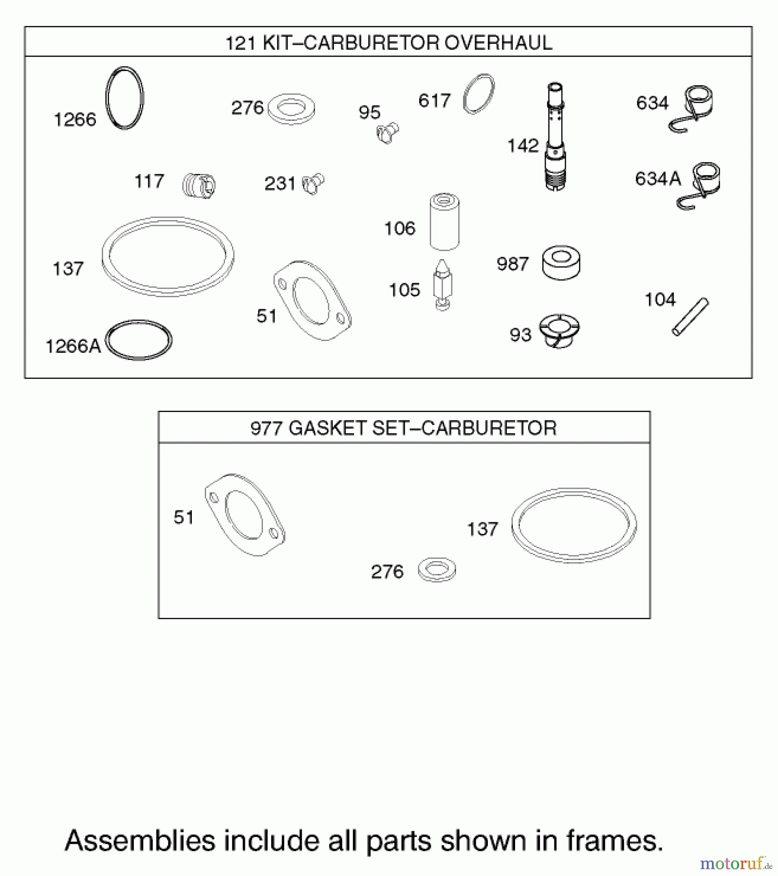 Toro Neu Mowers, Lawn & Garden Tractor Seite 1 71228 (17-44HXL) - Toro 17-44HXL Lawn Tractor, 2003 (230000001-230999999) CARBURETOR OVERHAUL KIT ASSEMBLY BRIGGS AND STRATTON 31F777-0123-E1