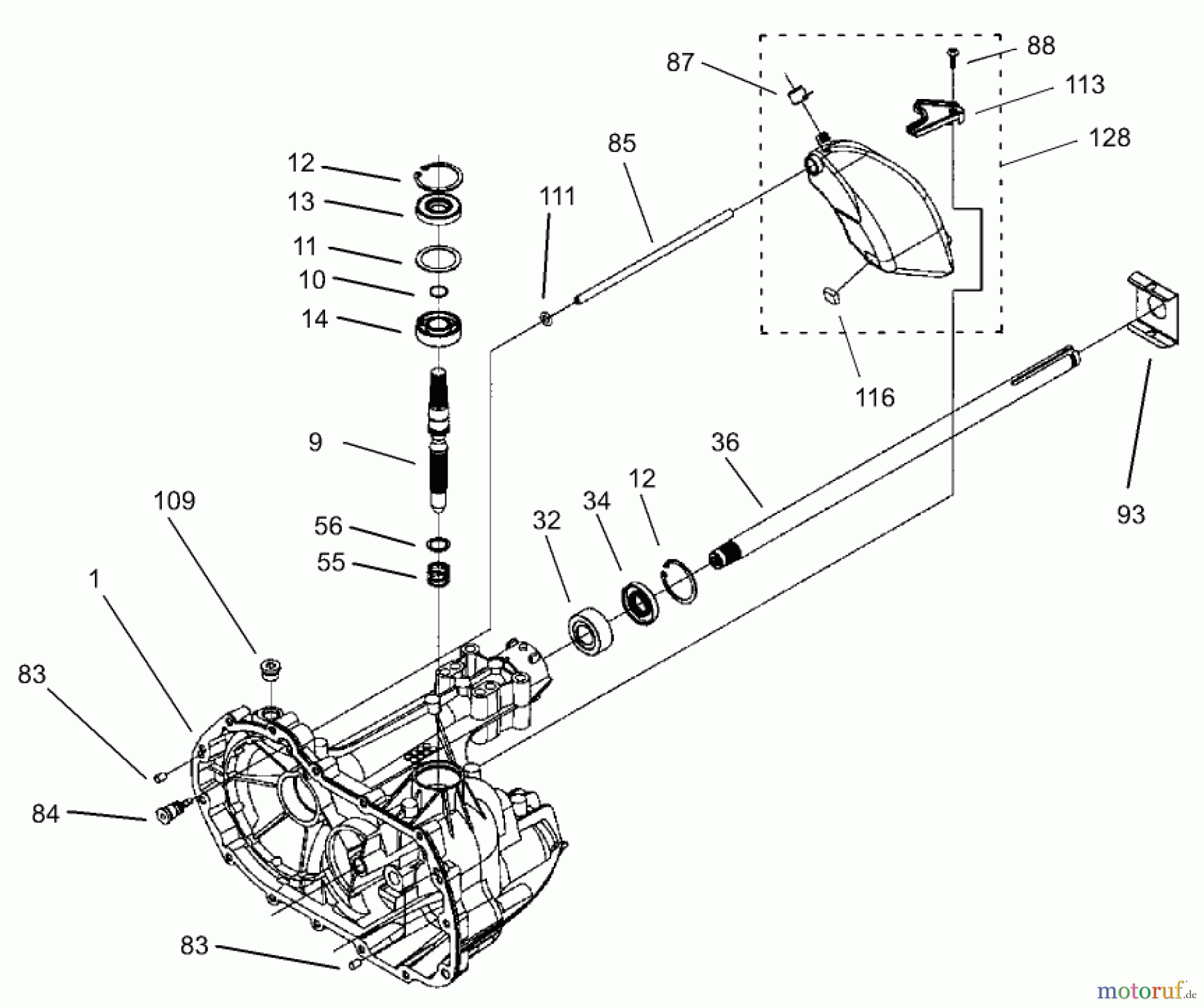 Toro Neu Mowers, Lawn & Garden Tractor Seite 1 71233 (17-44HXL) - Toro 17-44HXL Indy Special Edition Lawn Tractor, 2003 (230000001-230999999) TRANSAXLE MAIN HOUSING AND BEARING ASSEMBLY