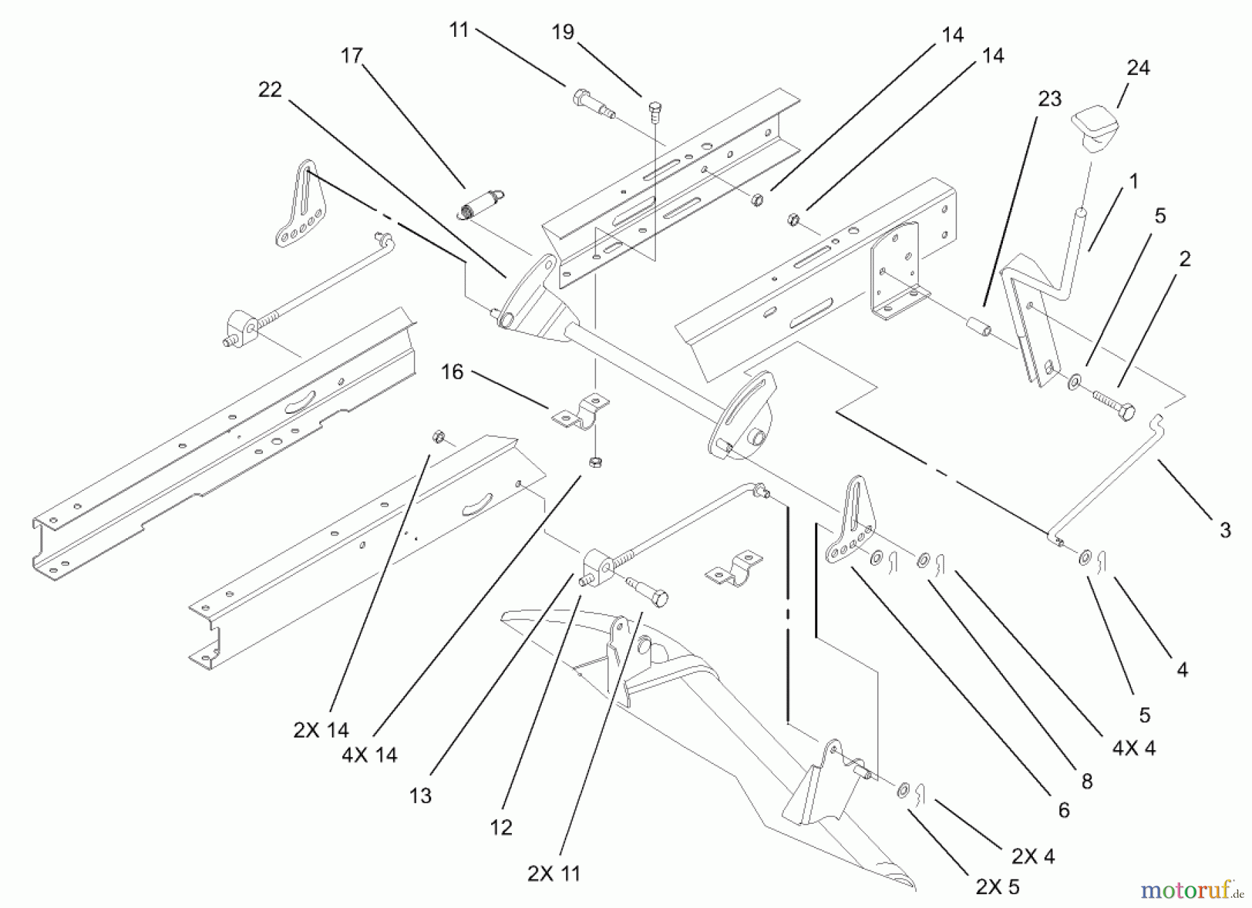 Toro Neu Mowers, Lawn & Garden Tractor Seite 1 71243 (17-38HXLE) - Toro 17-38HXLE Lawn Tractor, 2004 (240000001-240999999) HEIGHT OF CUT ASSEMBLY