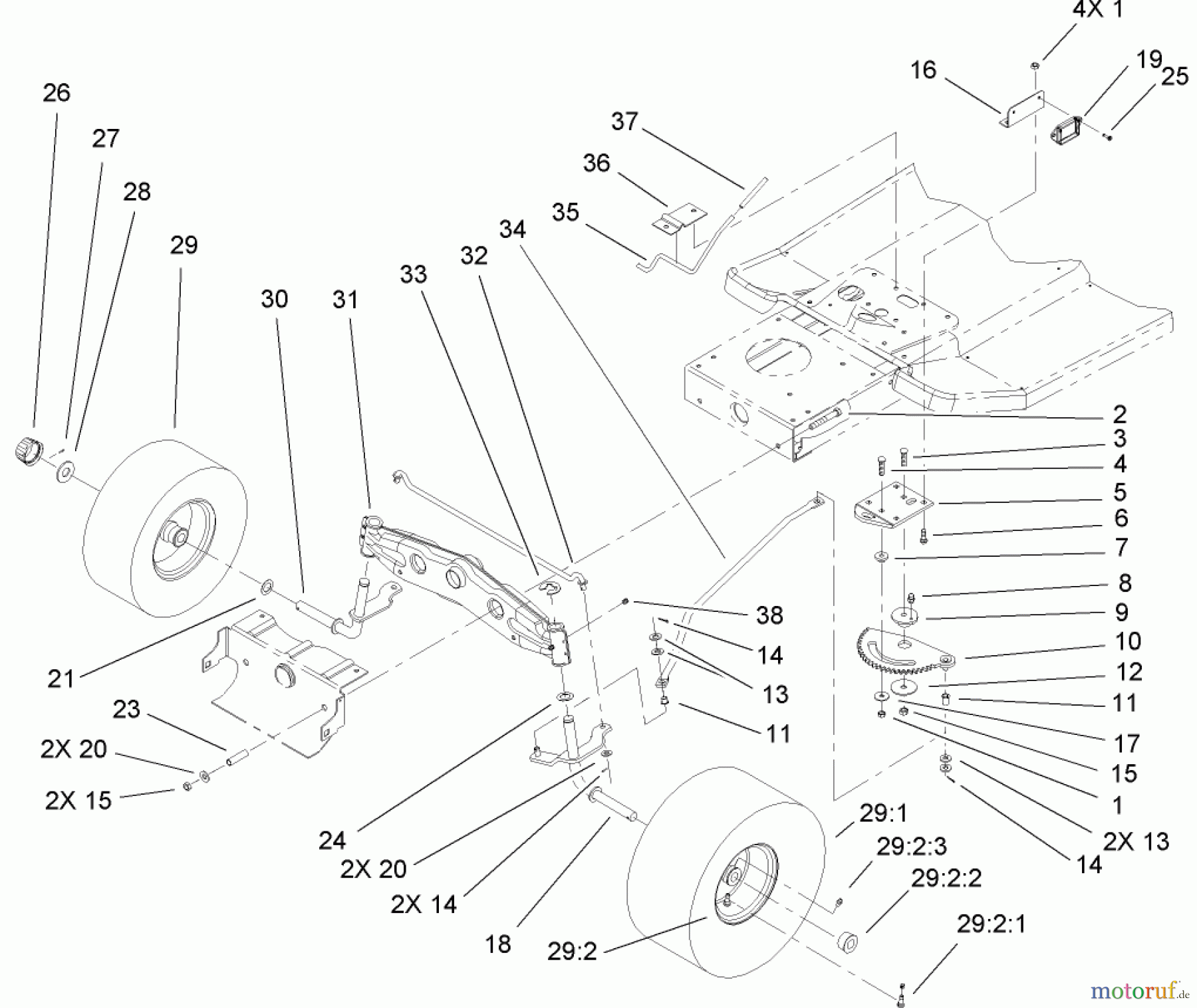  Toro Neu Mowers, Lawn & Garden Tractor Seite 1 71243 (17-38HXLE) - Toro 17-38HXLE Lawn Tractor, 2004 (240000001-240999999) STEERING COMPONENT ASSEMBLY