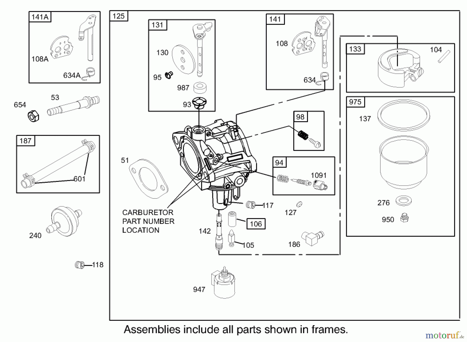 Toro Neu Mowers, Lawn & Garden Tractor Seite 1 71245 (14-38HXLE) - Toro 14-38HXLE Lawn Tractor, 2003 (230000001-230999999) CARBURETOR ASSEMBLY ENGINE BRIGGS AND STRATTON MODEL 280H07-0160-E1