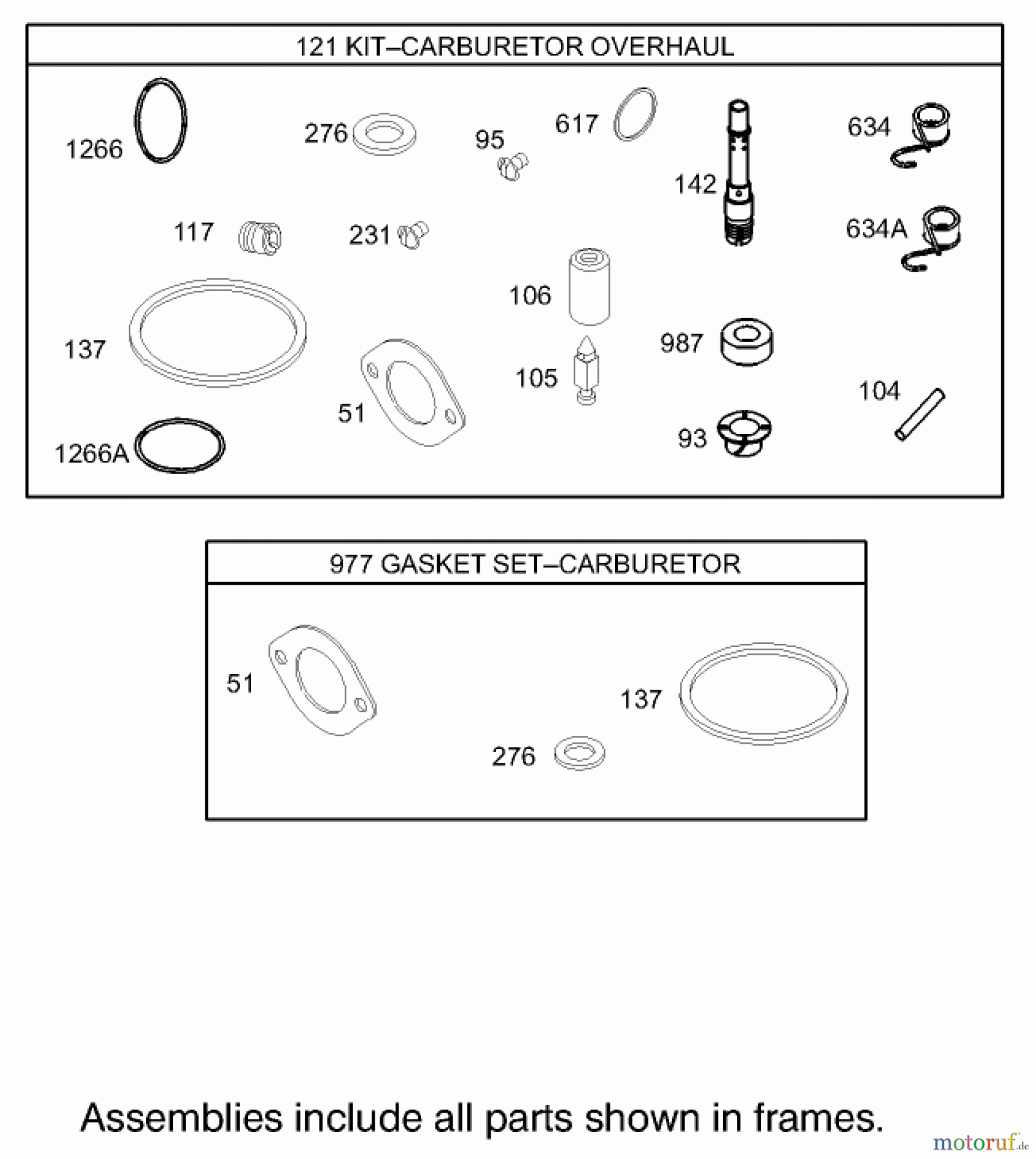 Toro Neu Mowers, Lawn & Garden Tractor Seite 1 71245 (14-38HXLE) - Toro 14-38HXLE Lawn Tractor, 2003 (230000001-230999999) CARBURETOR OVERHAUL KIT ASSEMBLY ENGINE BRIGGS AND STRATTON MODEL 280H07-0160-E1