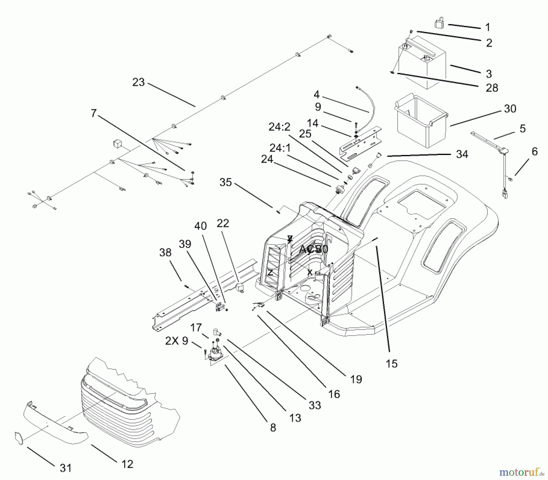 Toro Neu Mowers, Lawn & Garden Tractor Seite 1 71245 (14-38HXLE) - Toro 14-38HXLE Lawn Tractor, 2003 (230000001-230999999) ELECTRICAL ASSEMBLY