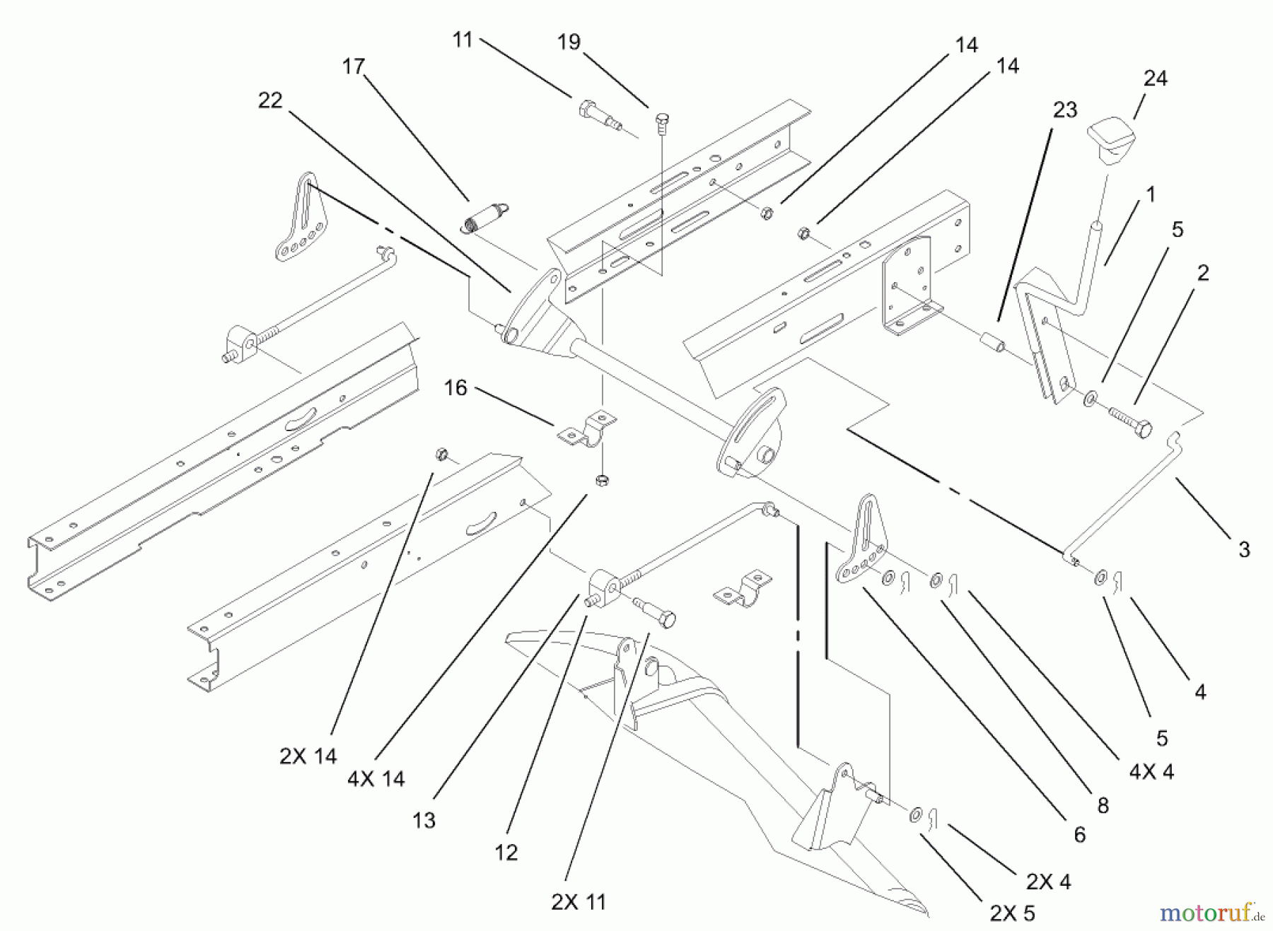 Toro Neu Mowers, Lawn & Garden Tractor Seite 1 71245 (14-38HXLE) - Toro 14-38HXLE Lawn Tractor, 2003 (230000001-230999999) HEIGHT OF CUT ASSEMBLY