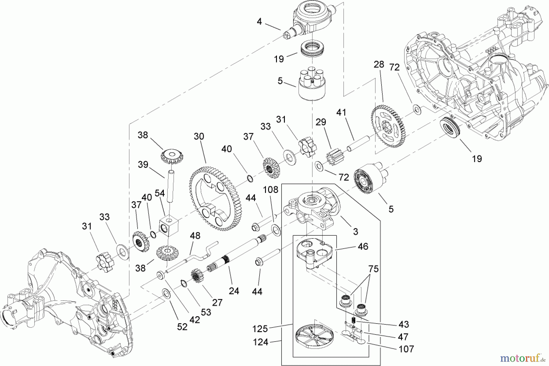 Toro Neu Mowers, Lawn & Garden Tractor Seite 1 71246 (XL 380H) - Toro XL 380H Lawn Tractor, 2005 (250000001-250999999) GEAR ASSEMBLY TRANSAXLE NO. 104-1760
