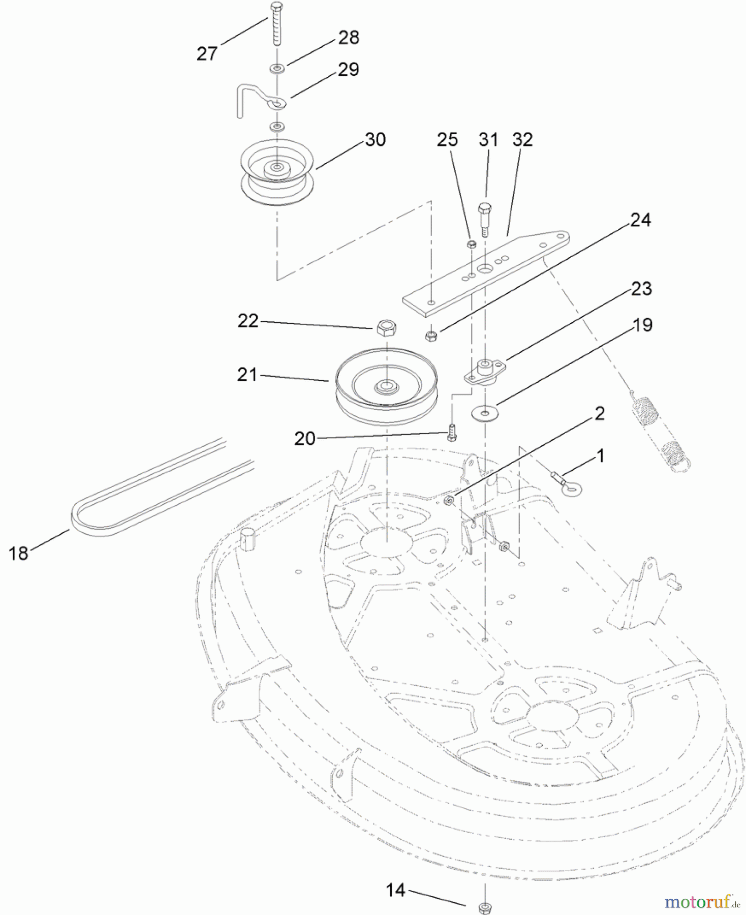  Toro Neu Mowers, Lawn & Garden Tractor Seite 1 71246 (XL 380H) - Toro XL 380H Lawn Tractor, 2007 (270000001-270999999) 38IN DECK BLADE DRIVE ASSEMBLY