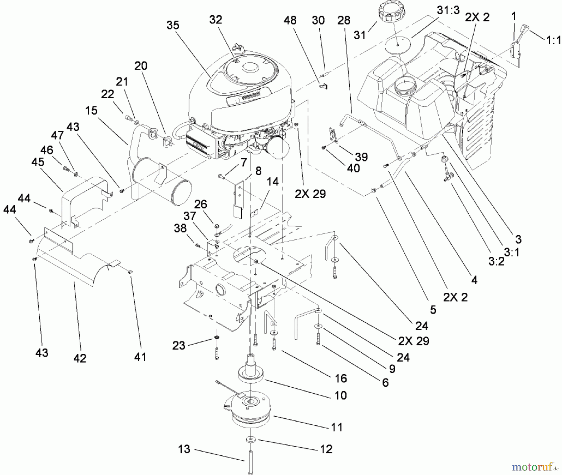Toro Neu Mowers, Lawn & Garden Tractor Seite 1 71252 (XL 380H) - Toro XL 380H Lawn Tractor, 2008 (280000001-280999999) ENGINE ASSEMBLY