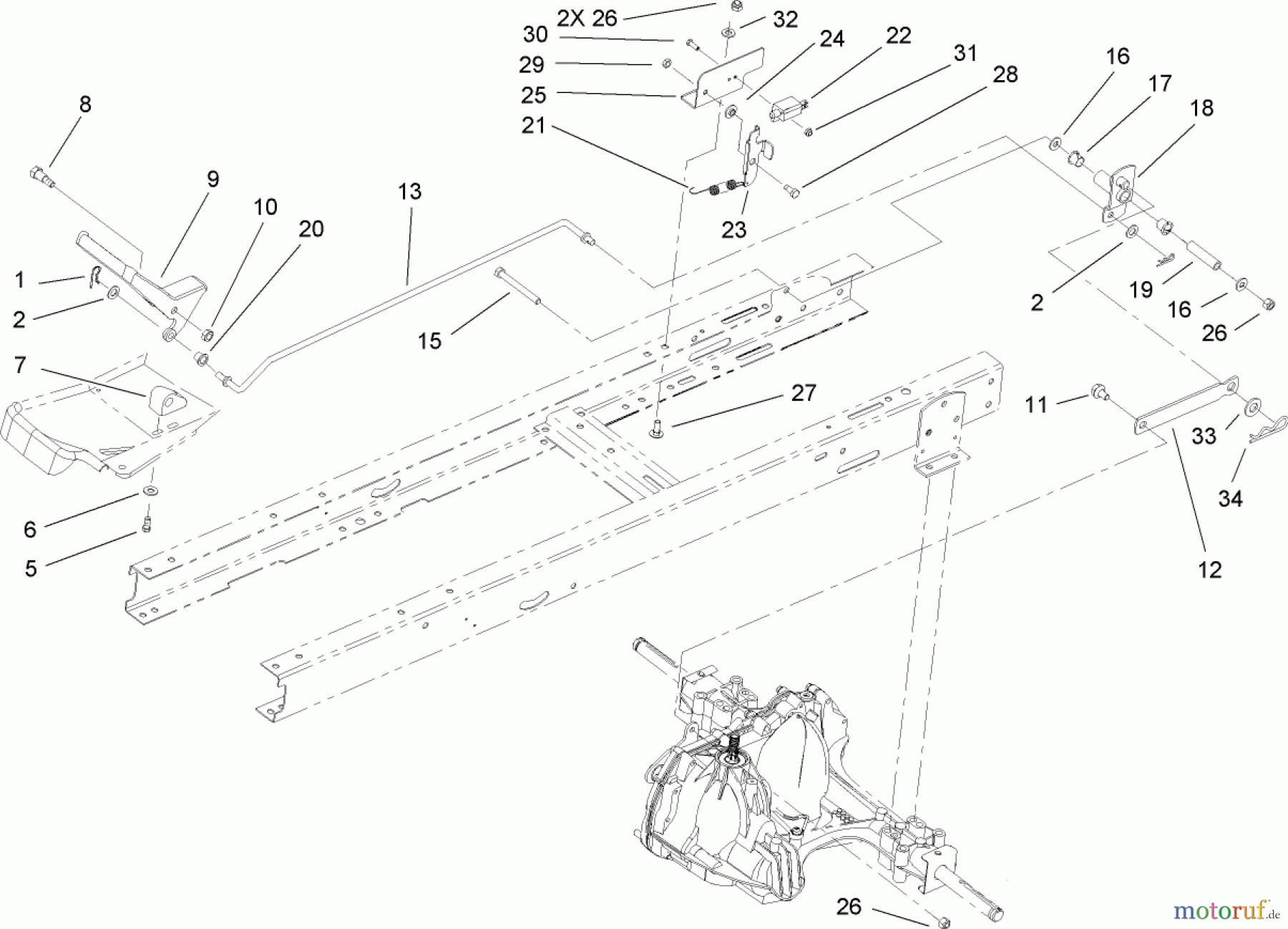 Toro Neu Mowers, Lawn & Garden Tractor Seite 1 71253 (XL 440H) - Toro XL 440H Lawn Tractor, 2008 (280000001-280999999) TRANSAXLE INSTALLATION ASSEMBLY