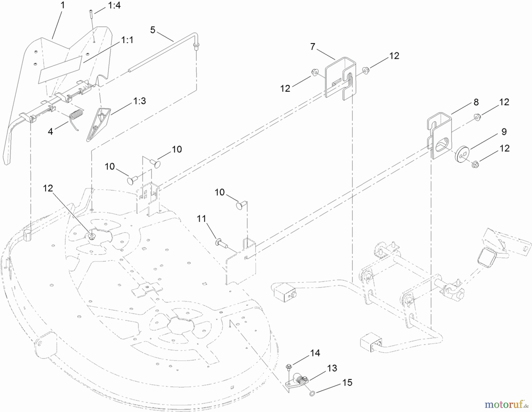 Toro Neu Mowers, Lawn & Garden Tractor Seite 1 71254 (XLS 380) - Toro XLS 380 Lawn Tractor, 2011 (311000001-311999999) 38 INCH DEFLECTOR AND HANGER ASSEMBLY