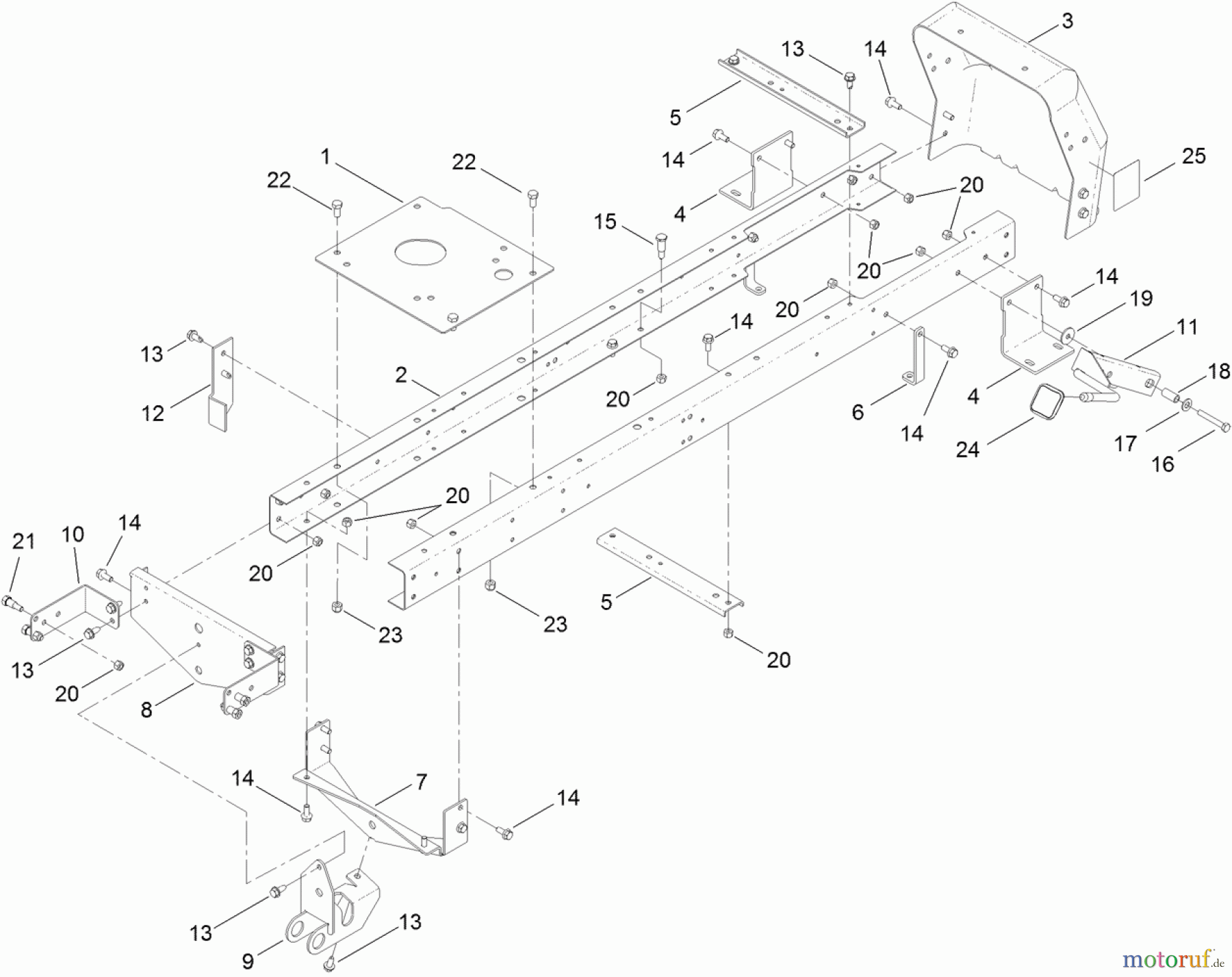 Toro Neu Mowers, Lawn & Garden Tractor Seite 1 71254 (XLS 380) - Toro XLS 380 Lawn Tractor, 2011 (311000001-311999999) FRAME ASSEMBLY