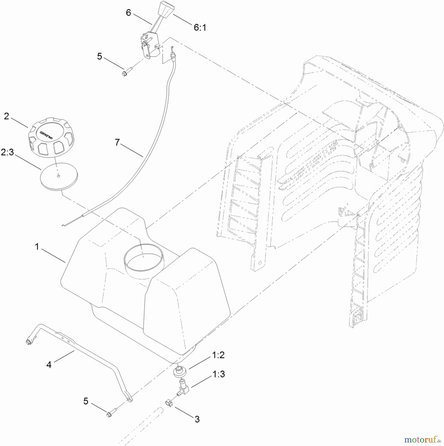 Toro Neu Mowers, Lawn & Garden Tractor Seite 1 71254 (XLS 380) - Toro XLS 380 Lawn Tractor, 2012 (SN 312000001-312999999) GAS TANK AND THROTTLE CONTROL ASSEMBLY