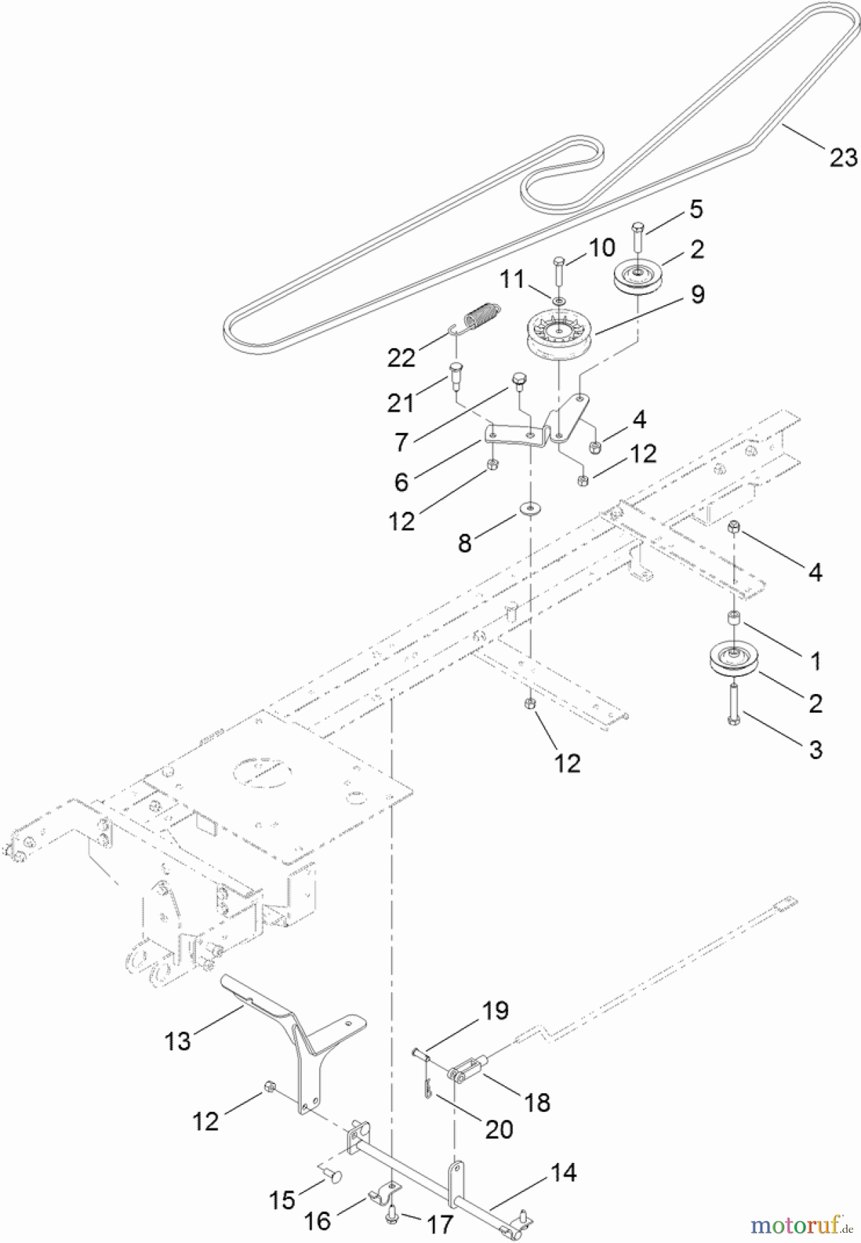 Toro Neu Mowers, Lawn & Garden Tractor Seite 1 71255 (XLS 420T) - Toro XLS 420T Lawn Tractor, 2011 (311000001-311999999) MOTION CONTROL AND BELT ASSEMBLY